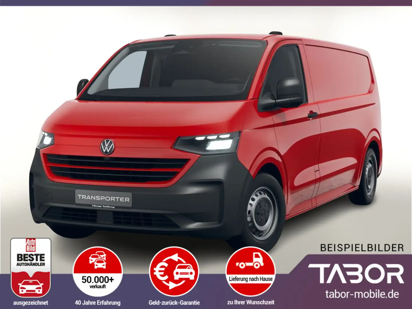 Volkswagen T7 Kastenwagen 2.0 TDI 150 L2 LED AHK PDC Kam 3S Czerwony - 1
