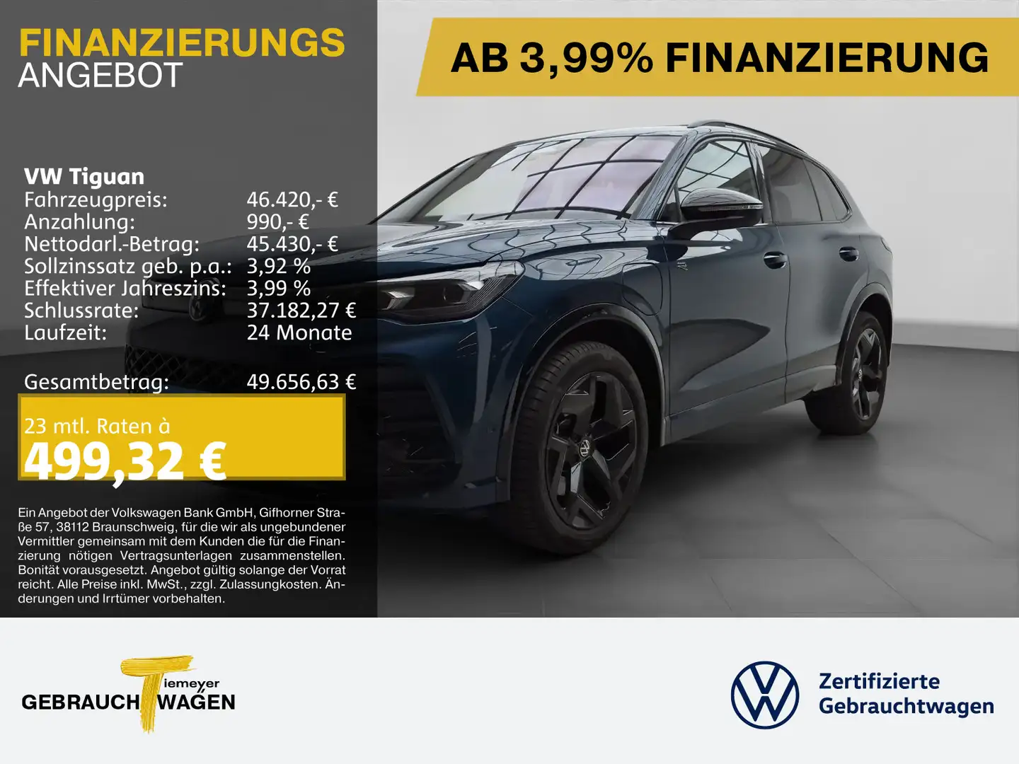 Volkswagen Tiguan 1.5 TSI eHYBRID R-LINE BLACK AHK PANO MAT Blau - 1