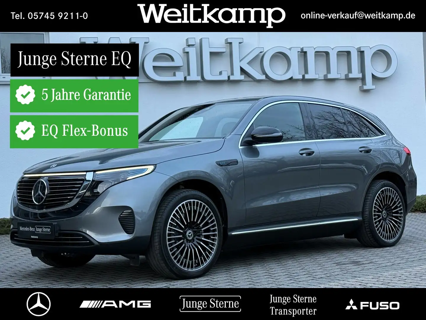 Mercedes-Benz EQC 400 EQC 400 4M AMG 21"+AHK+Distr.+Kamera+Schiebedach Grau - 1