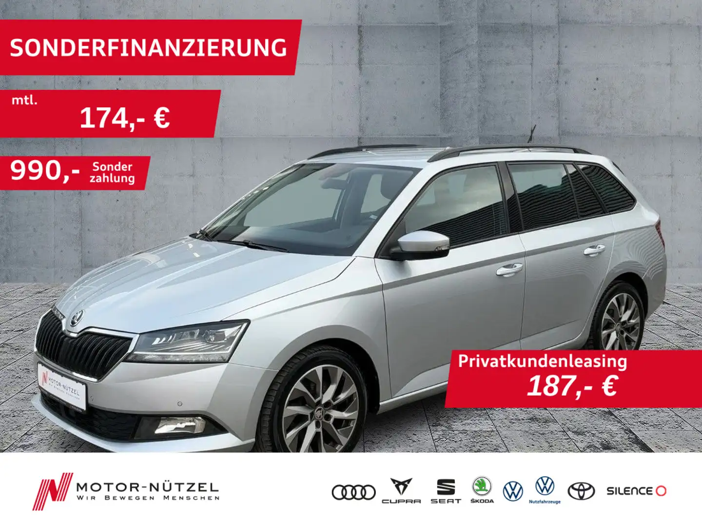 Skoda Fabia Combi 1.0 TSI DSG AMBITION LED+NAV+AHK+SHZ Silber - 1