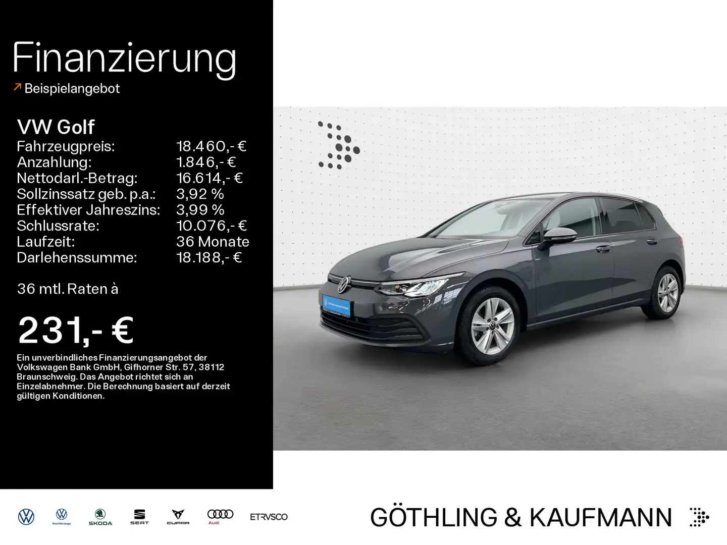 Volkswagen Golf Life 1.5 TSI 96kW 6-Gang*NAVI*SHZ*LED*ACC*1 Gris - 1