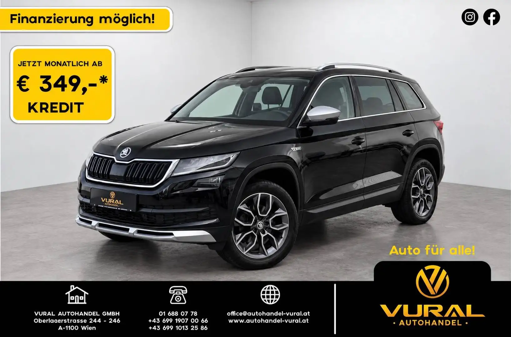 Skoda Kodiaq 2.0 TDI Scout 4x4 | 7 SITZE | ACC | AHK | 360°K | Schwarz - 1
