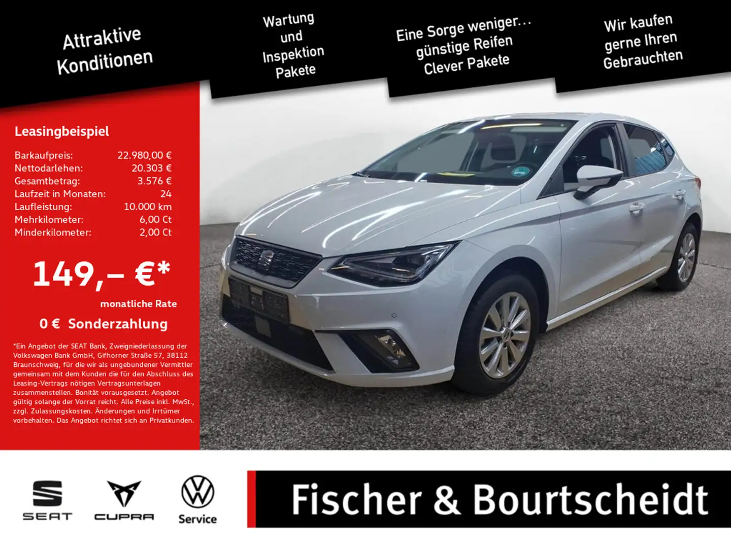SEAT Ibiza 1.0 TSI Style NAV LED SHZ KAM PDC Weiß - 1