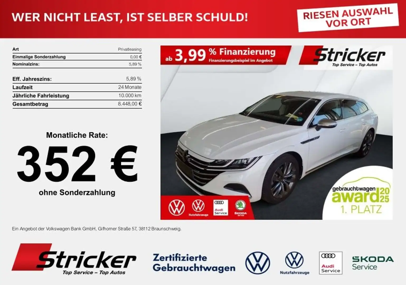 Volkswagen Arteon Shooting Brake Elegance 2.0TSI DSG 352,-ohne Anza Weiß - 1