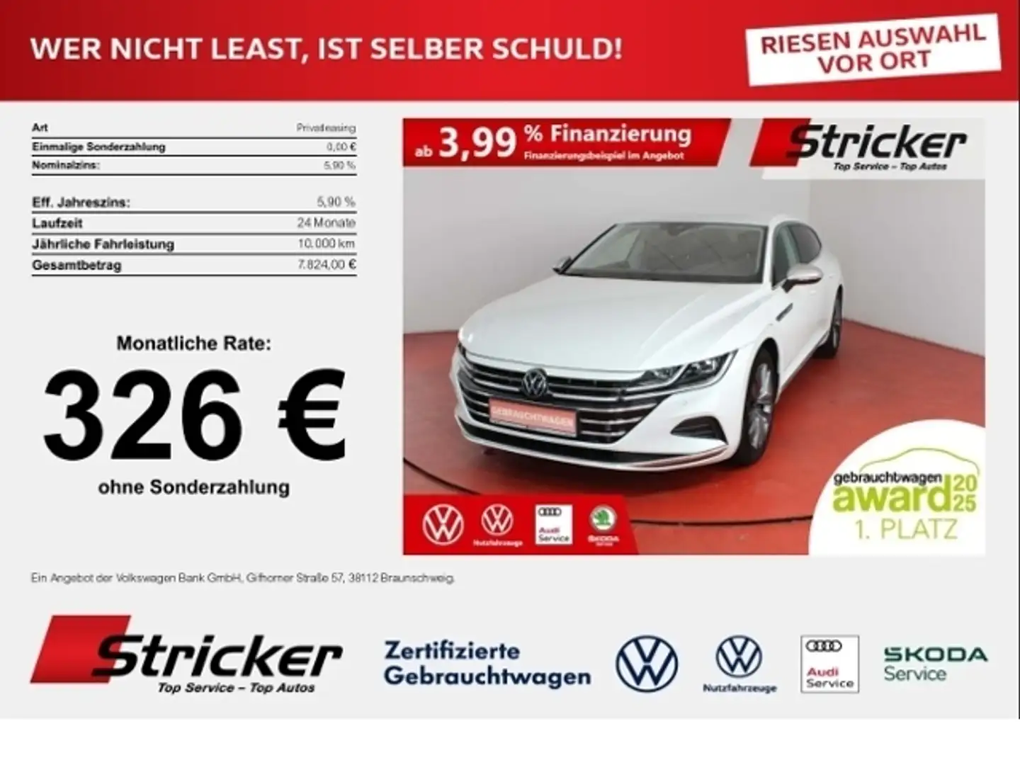 Volkswagen Arteon Shooting Brake Elegance 2.0TSI DSG 326,-ohne Anza Weiß - 1