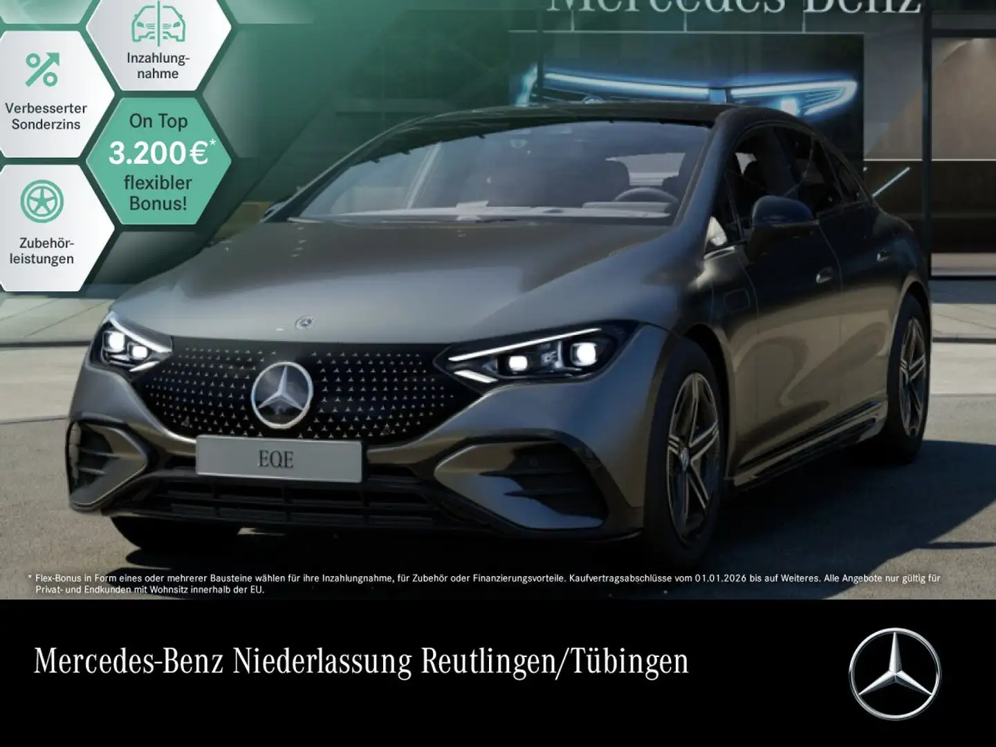 Mercedes-Benz EQE 350 AMG Fahrass 360° Pano Burmester Distr. HUD Grau - 1