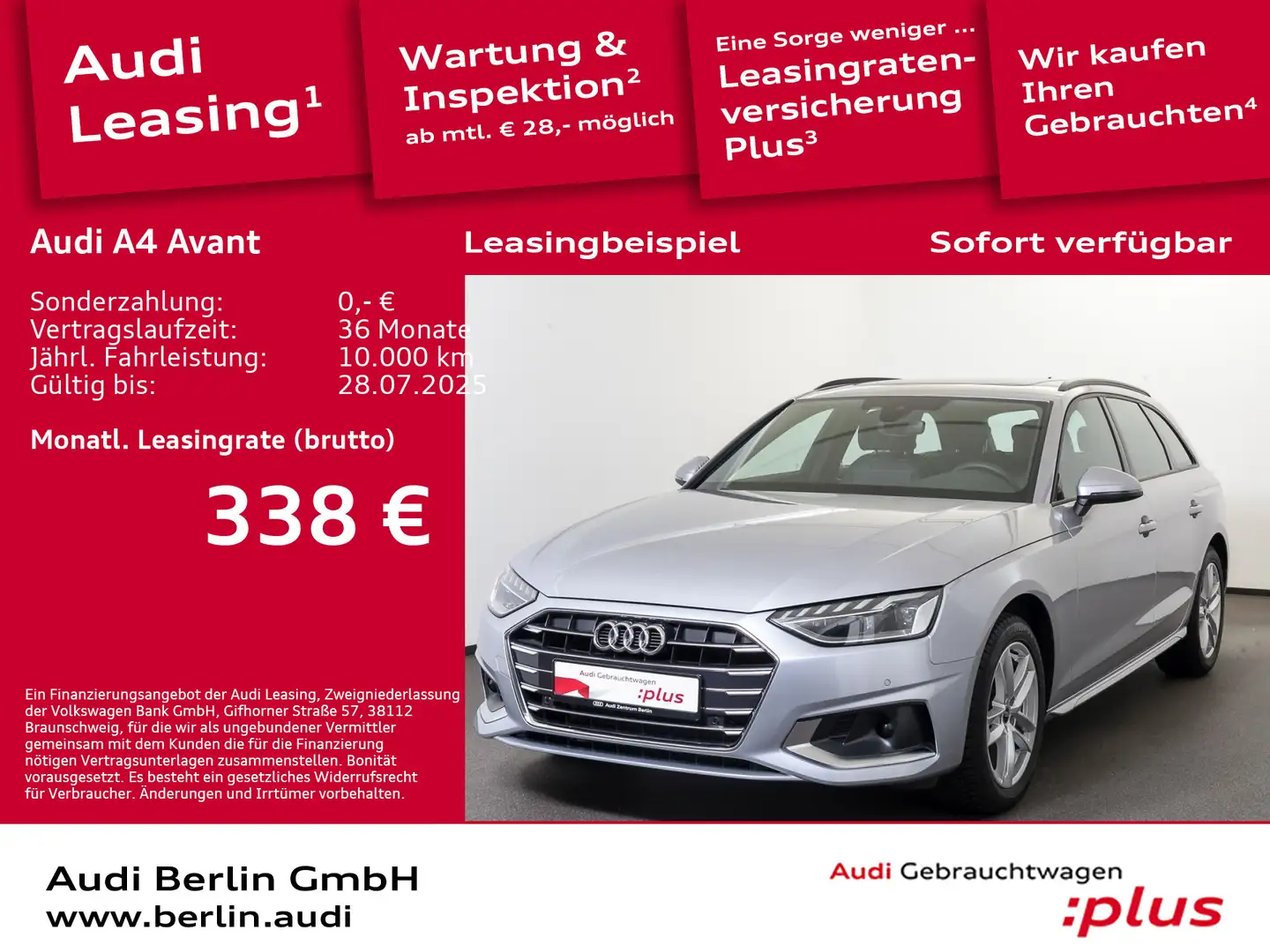 Audi A4 advanced 40 TDI S tr. RFK PANO NAVI LED Silber - 1