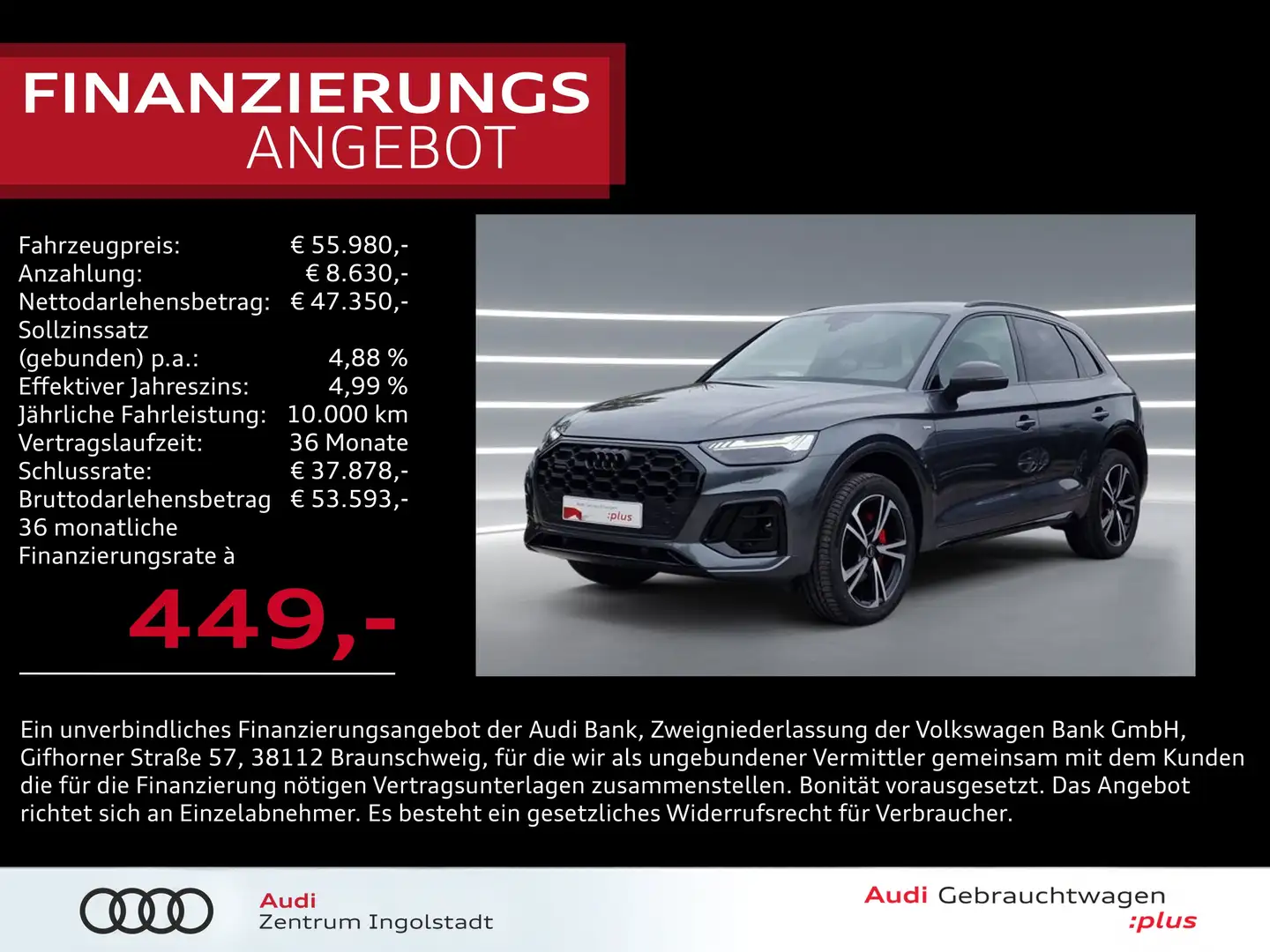 Audi Q5 40 TDI qu S line Sport Edit. MATRIX AHK 20" S line Grau - 1