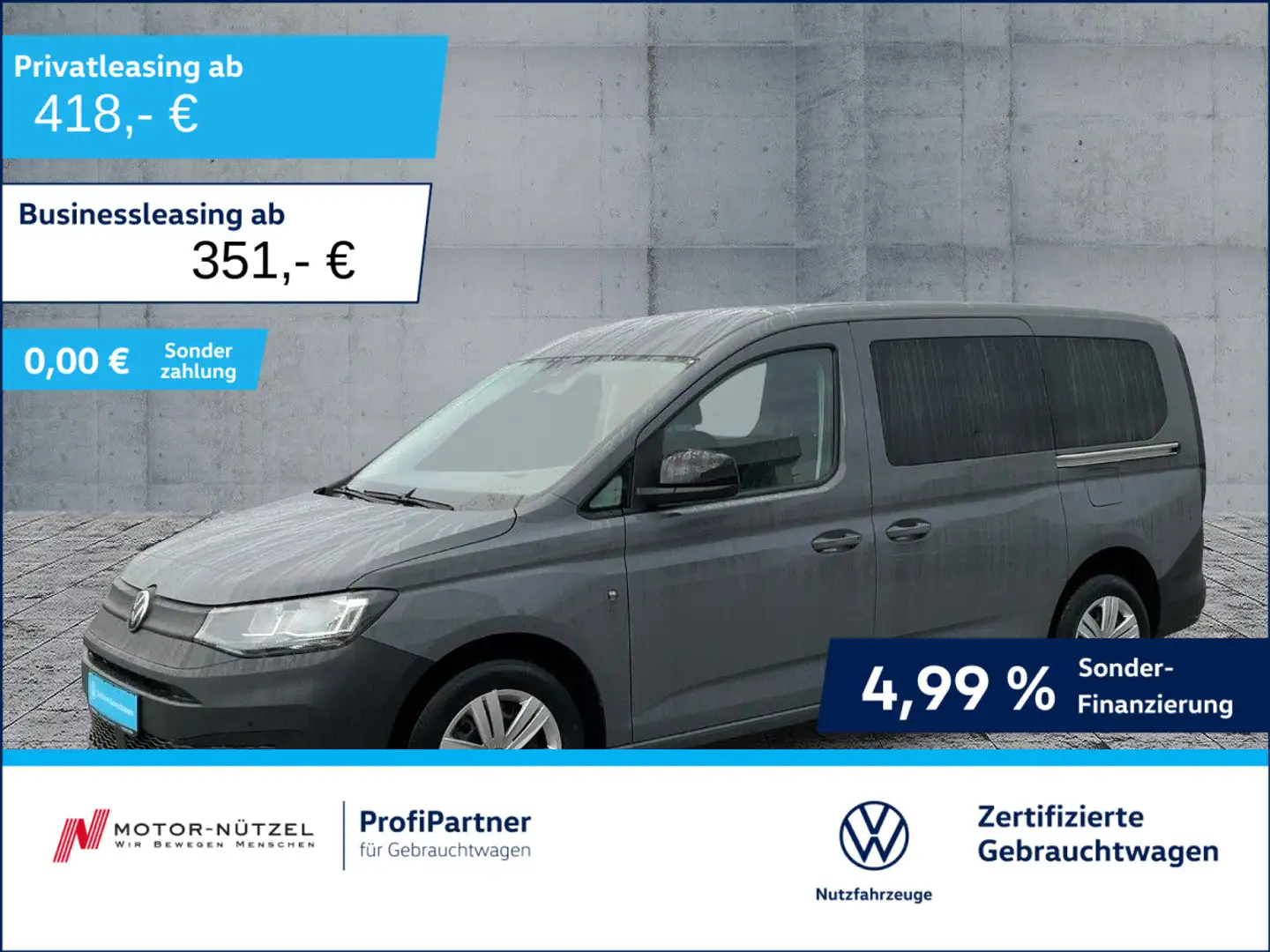 Volkswagen Caddy 2.0 TDI DSG 5JG+NAV+SHZ+RFK+MFL+DAB Grau - 1