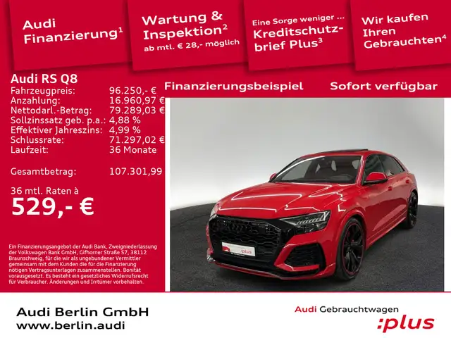 Audi RS Q8 4.0 TFSI qu.tiptr. STDHZG HUD PANO NACHTS