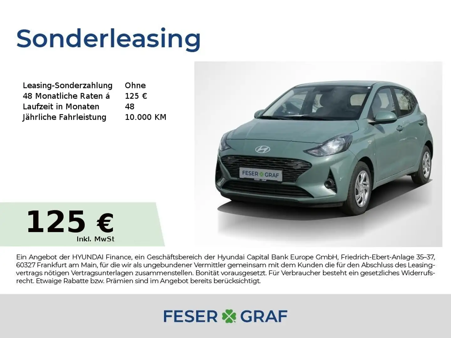 Hyundai i10 SELECT NAVI CAM KLIMA USB LED-TFL CARPLAY Grün - 1