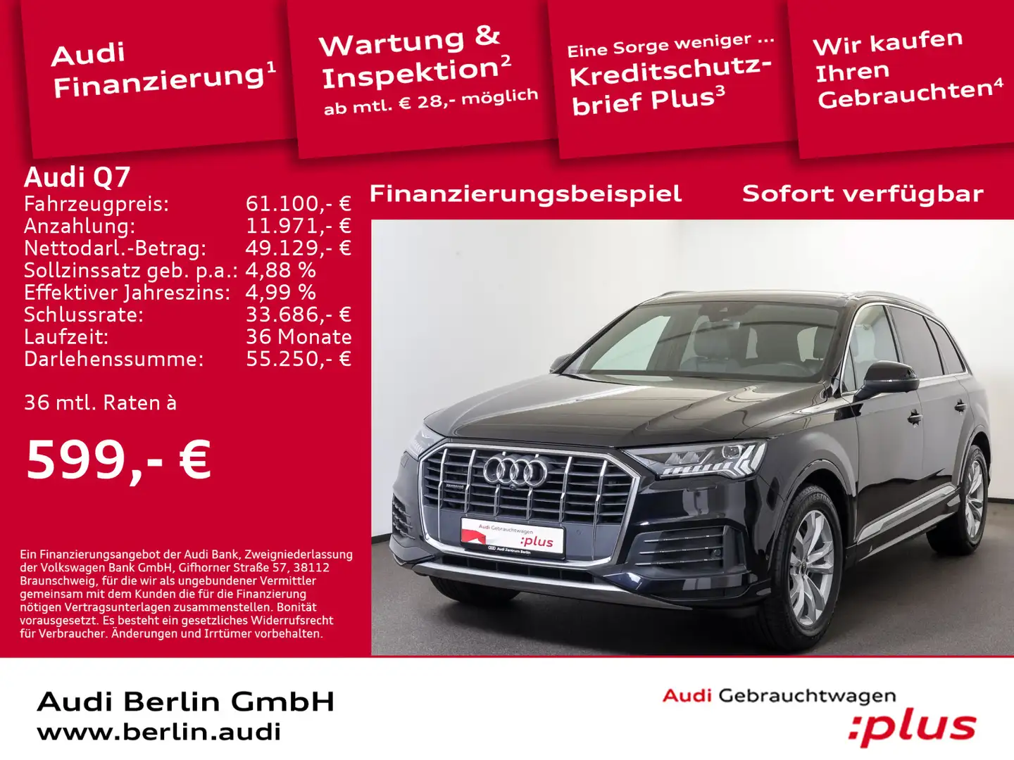 Audi Q7 45 TDI qu.tiptr. AHK 7.SITZER 360°K MATRIX Negru - 1