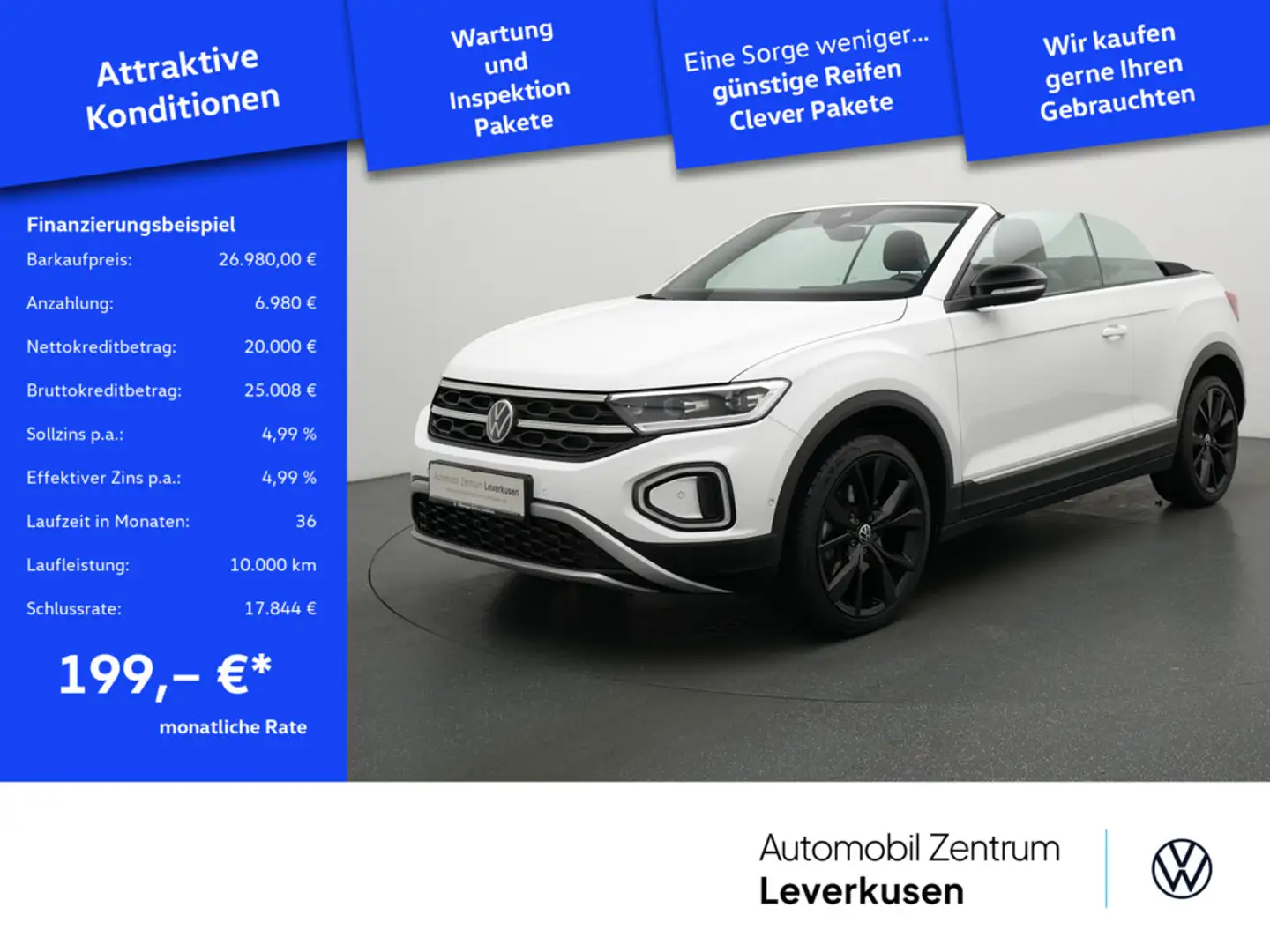 Volkswagen T-Roc Cabriolet Style DSG SHZ CARPLAY KEYLESS Schwarz - 1