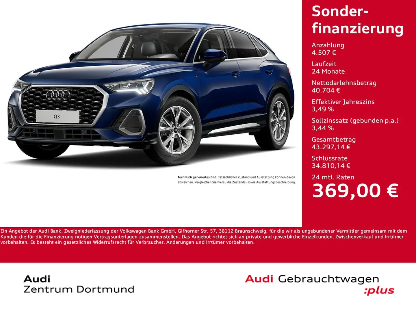 Audi Q3 Sportback 35 S LINE AHK 360°CAM ACC LM18 NAVI+ Blau - 1