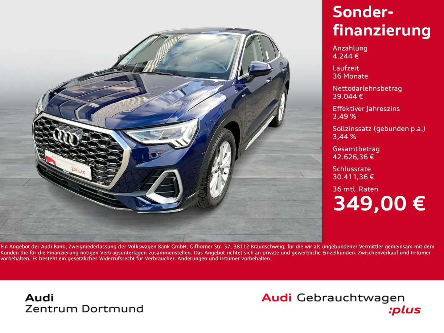 Audi Q3 Sportback 35 S LINE AHK 360°CAM ACC LM18 NAVI+ Blau - 1
