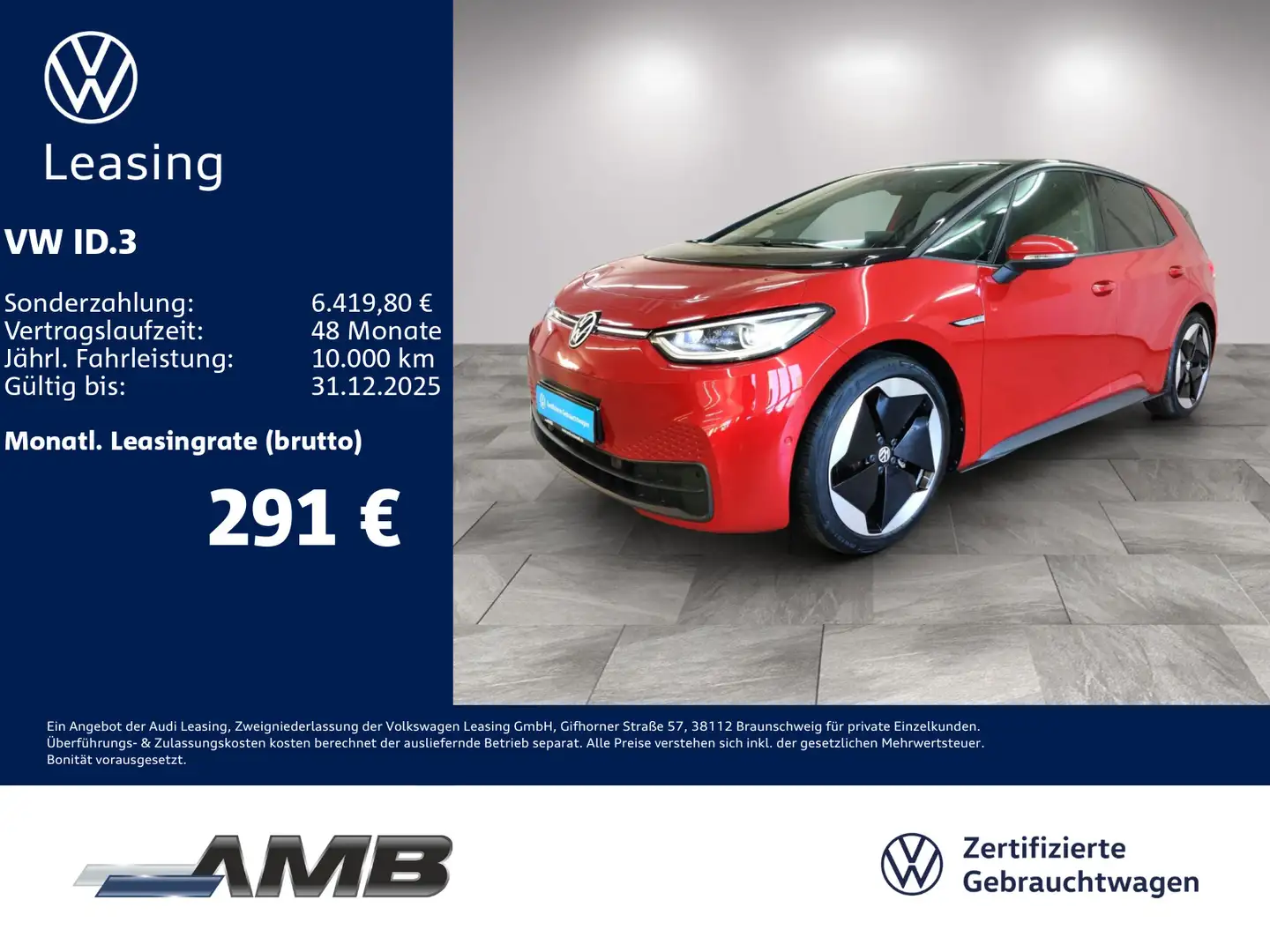 Volkswagen ID.3 Pro 58kWh/Matrix/ACC/Navi/Pano/RFK/Sitzhzg. Rot - 1
