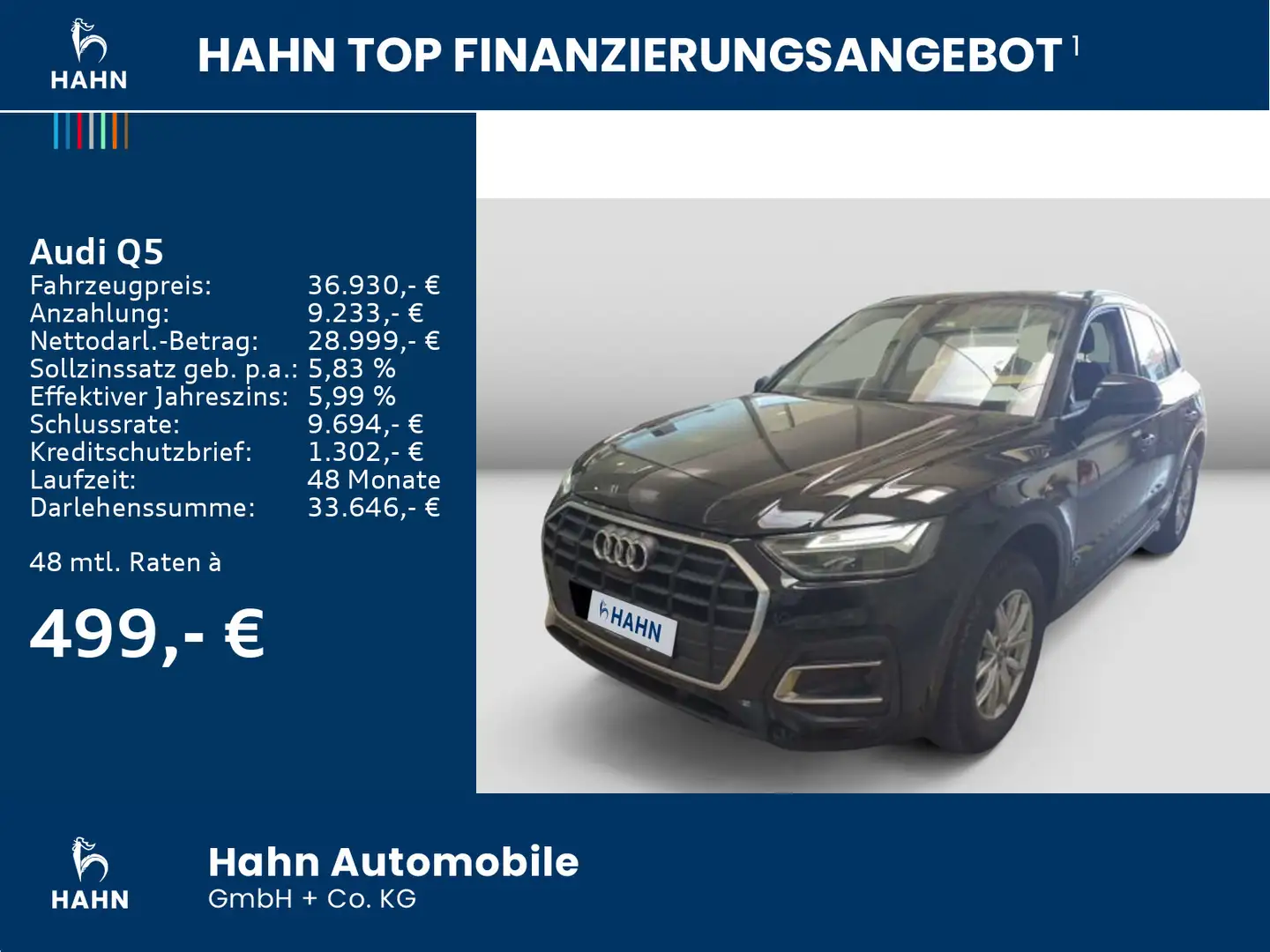 Audi Q5 45TFSI basis qu. S-trc Cam Standh Tempo Navi Schwarz - 2