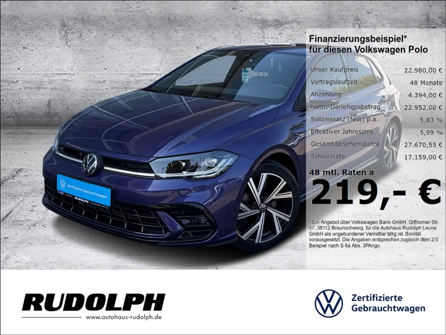 Volkswagen Polo R-Line 1.0 TSI DSG LED BT SHZ PDCv+h Fernlichtass. Violett - 1