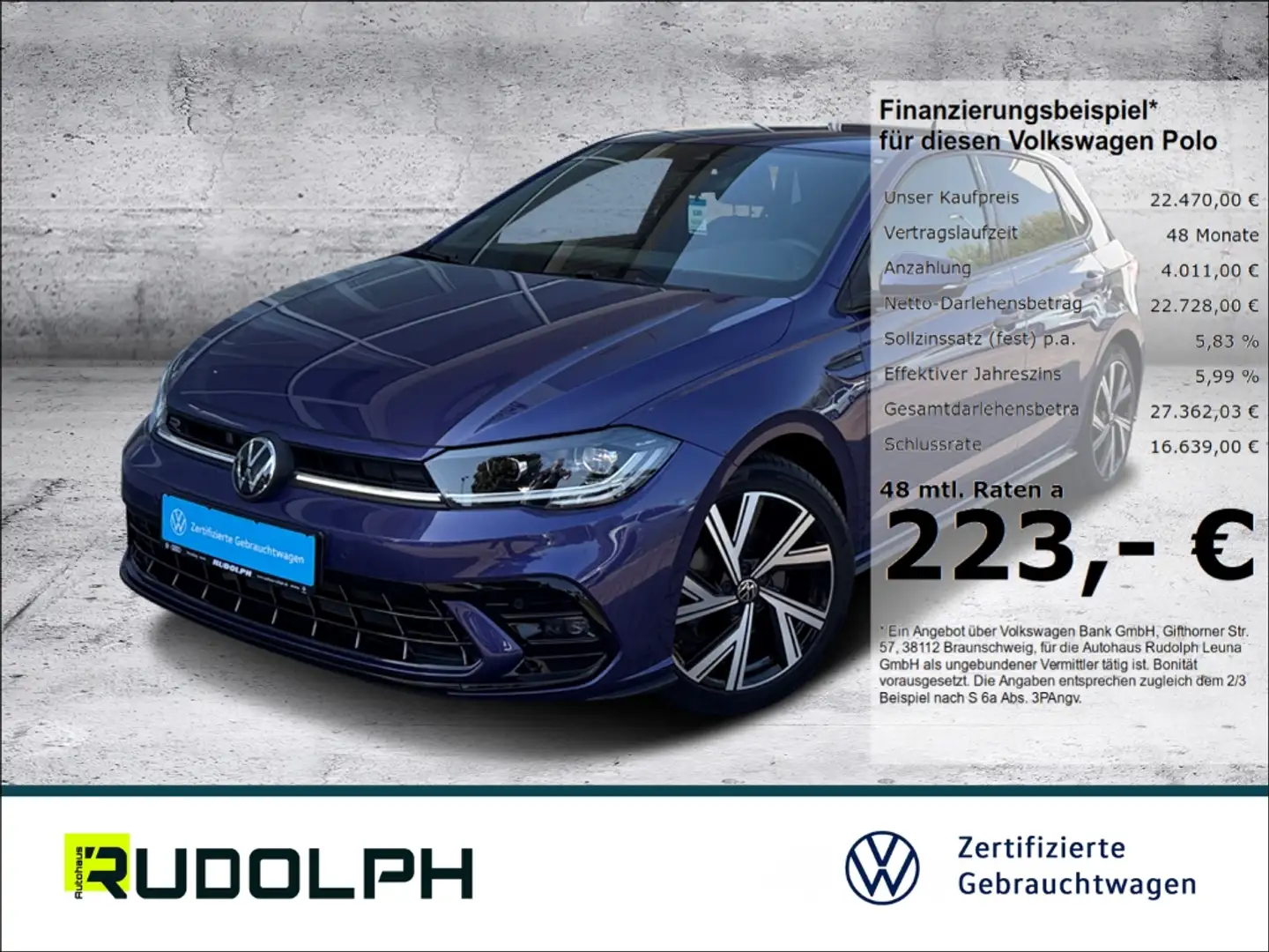 Volkswagen Polo R-Line 1.0 TSI DSG LED BT SHZ PDCv+h Fernlichtass. Mauve - 1