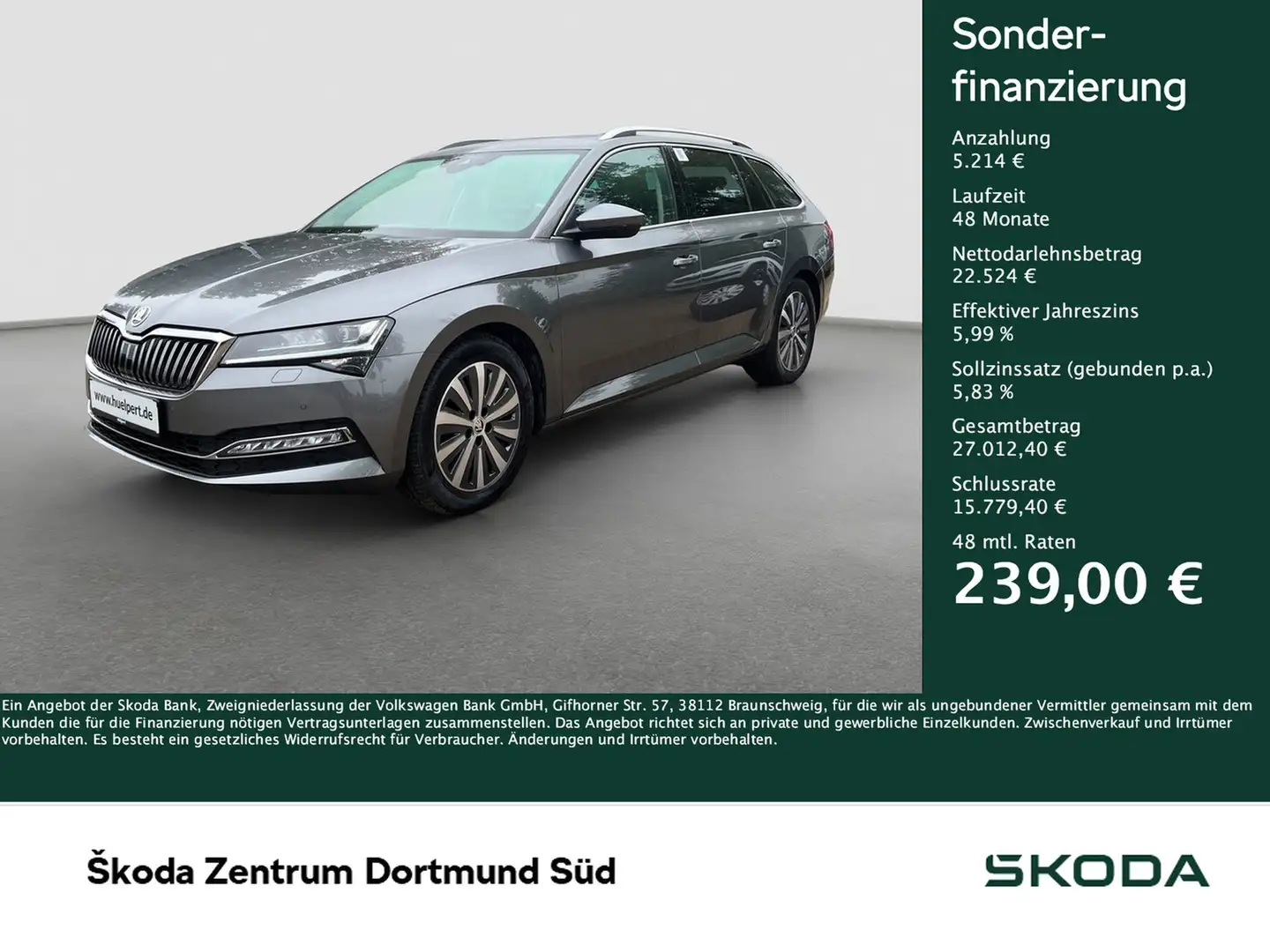 Skoda Superb Combi 2.0 PREMIUM EDITION LEDER PANO AHK Gris - 1