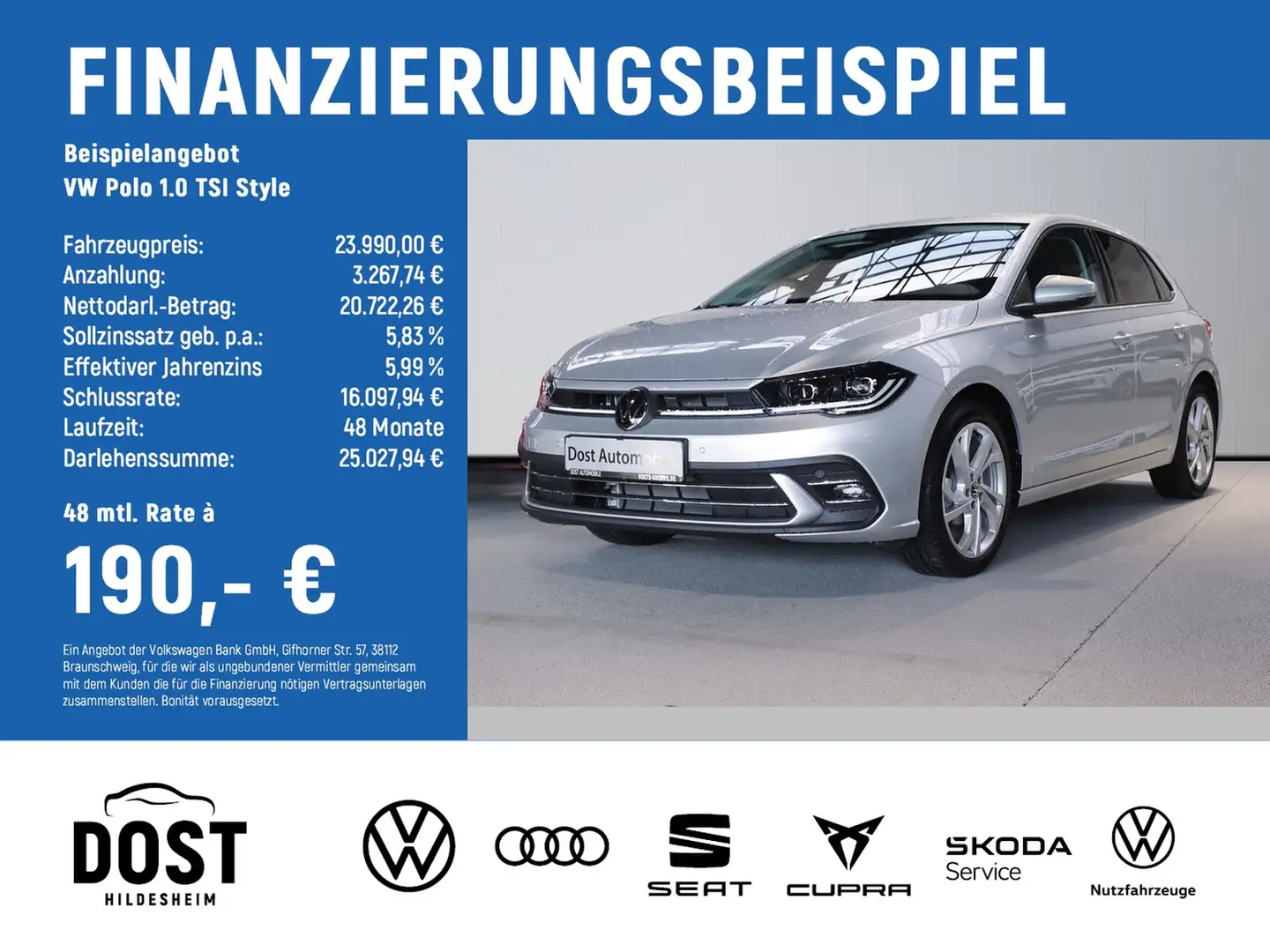 Volkswagen Polo 1.0 TSI Style KLIMA+NAVI Grau - 2