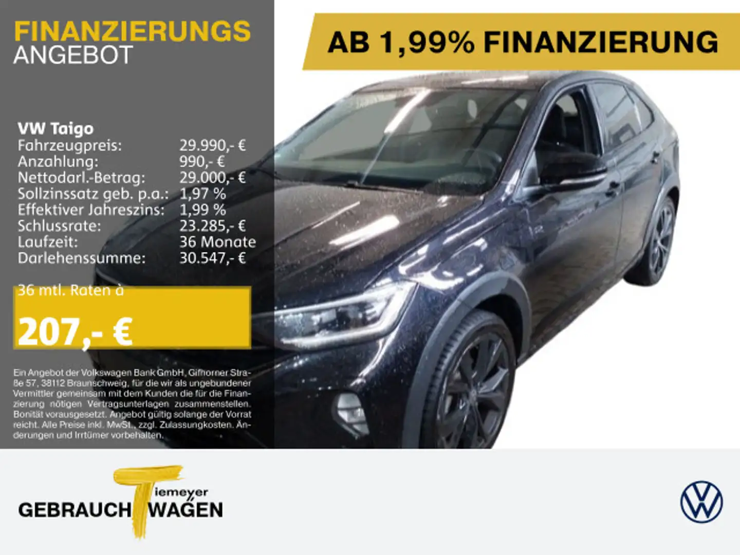Volkswagen Taigo 1.5 TSI DSG R-LINE BLACK LM18 PANO MATRIX Schwarz - 1