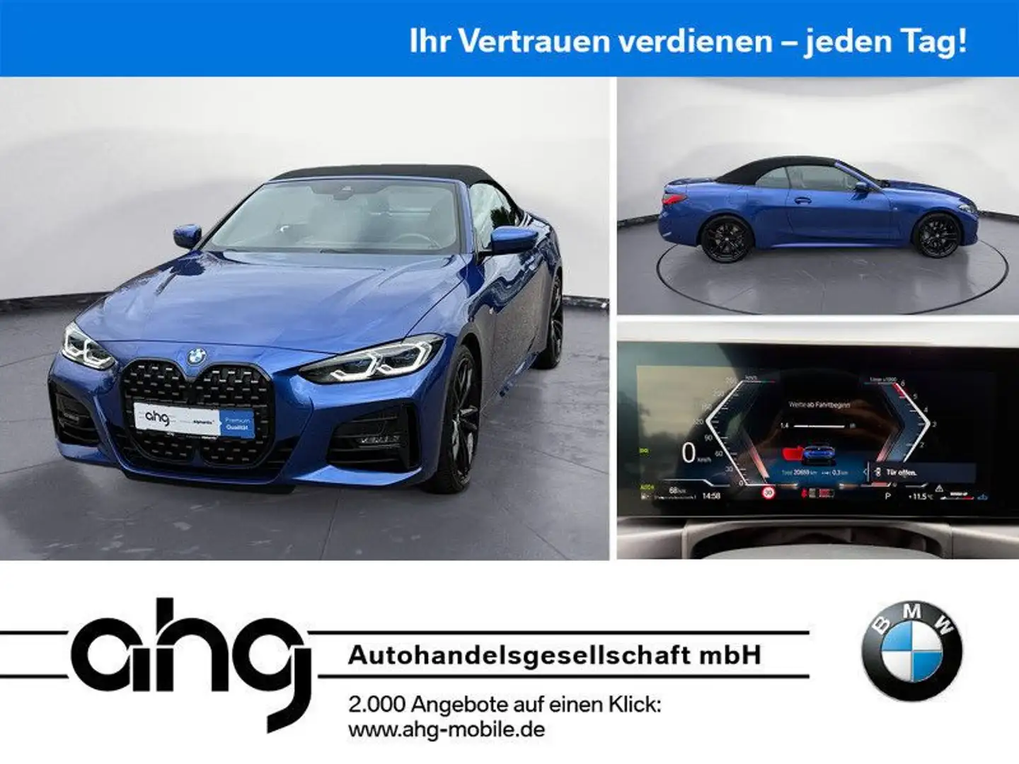 BMW 430 d Cabrio M Sport Laserlicht Harman K. AHK Sit Blau - 1