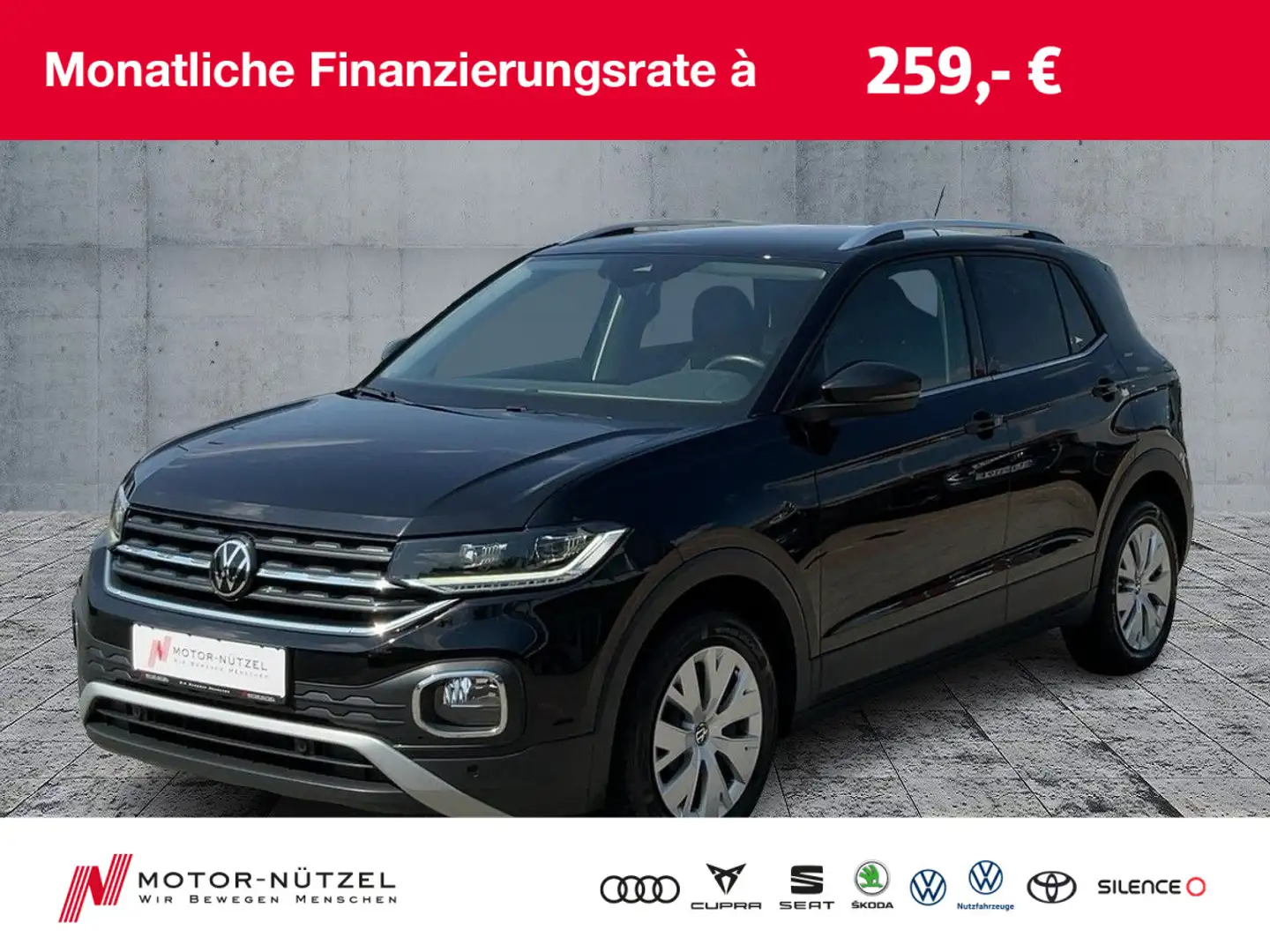 Volkswagen T-Cross 1.0 TSI STYLE LED+2xPDC+SHZ+LM Schwarz - 1