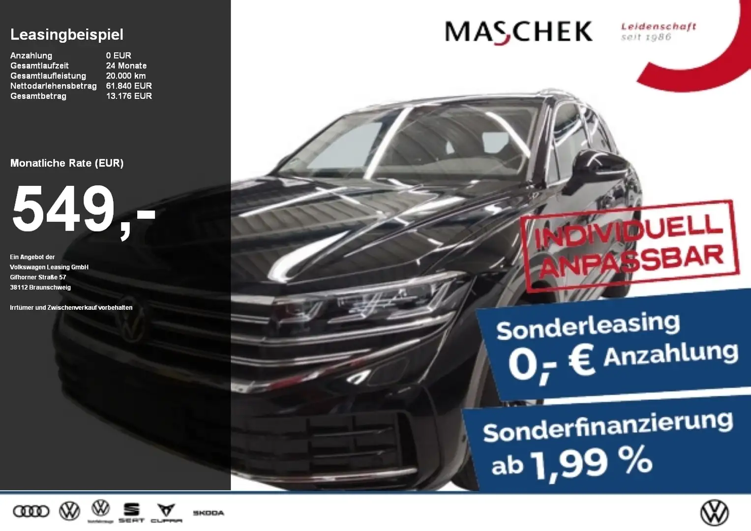 Volkswagen Touareg Elegance Sonderleasing Standh Memory Anschlussg Černá - 1