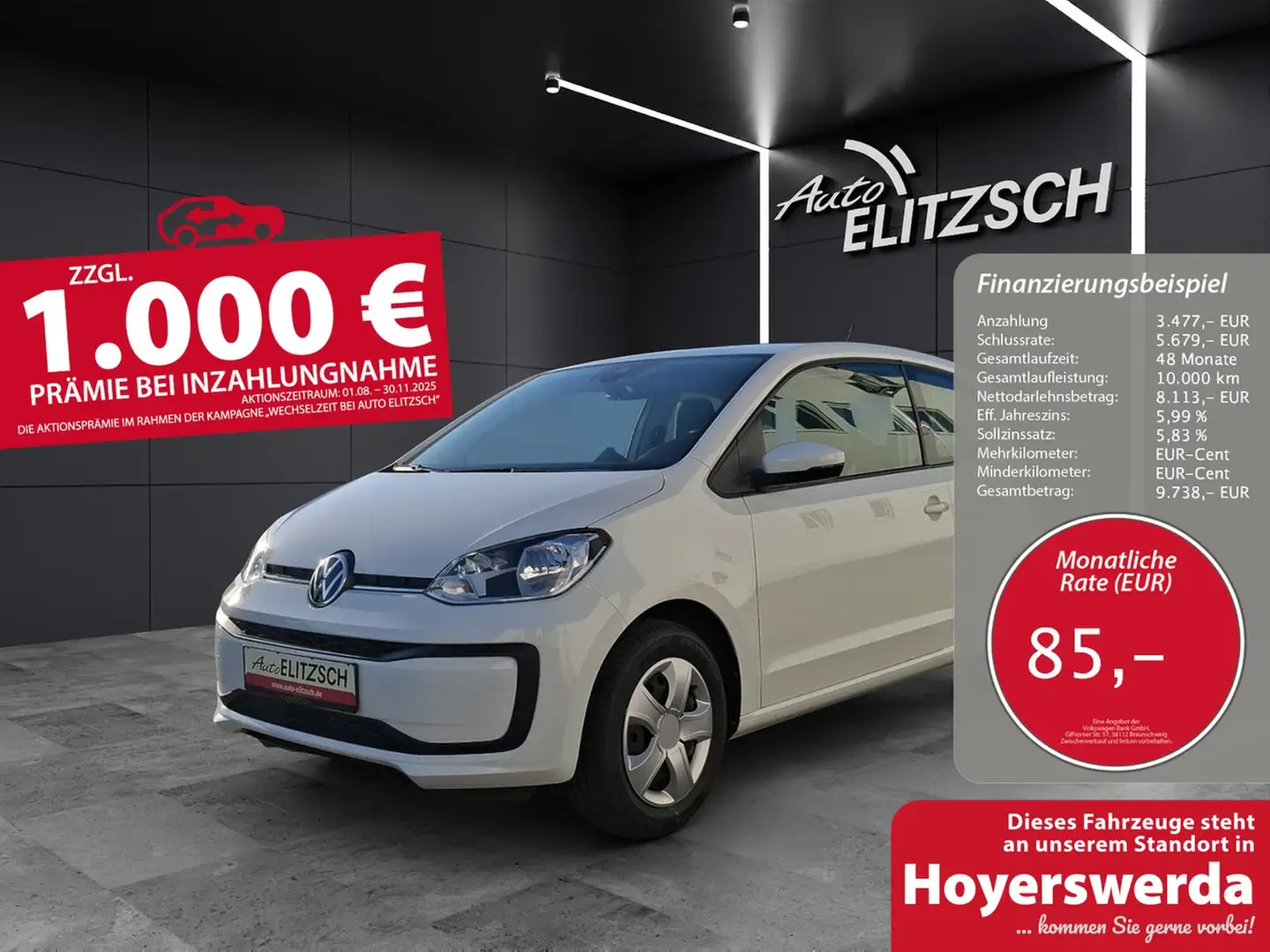 Volkswagen up! 1.0 Klima DAB GRA RFK SHZ Weiß - 1