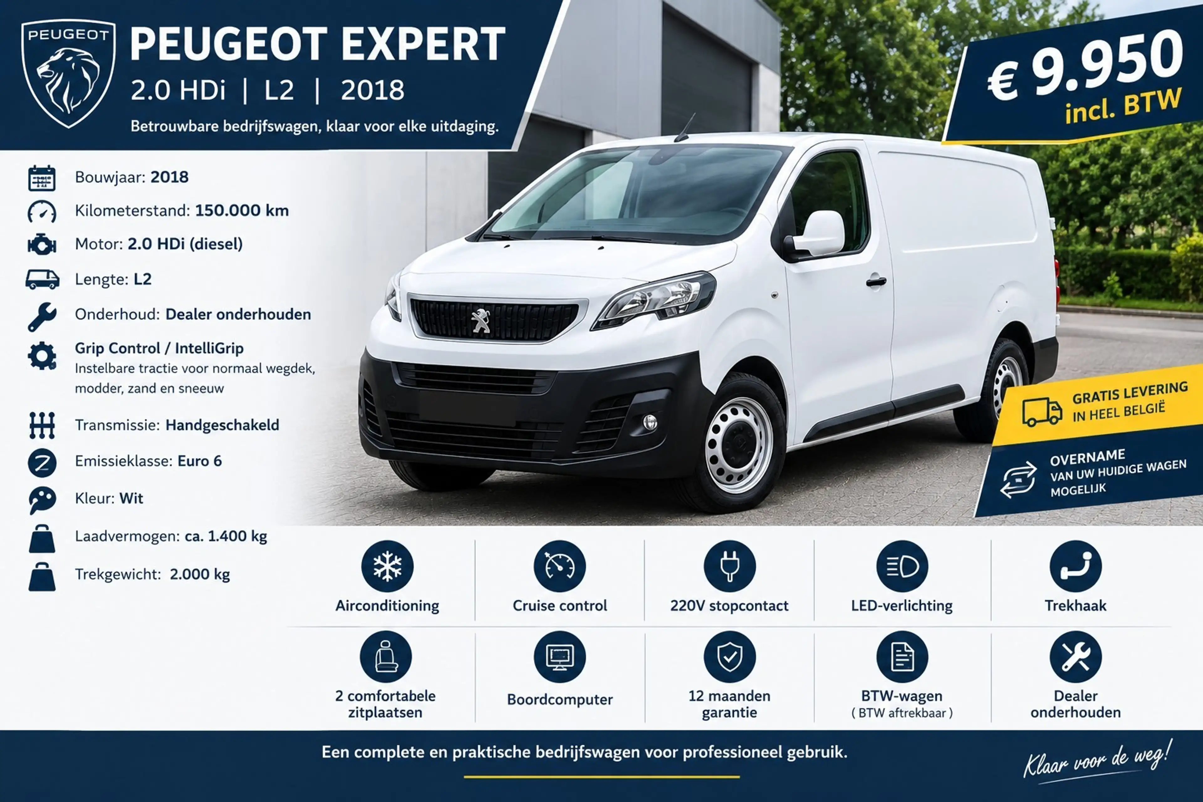 Peugeot Expert ❤️2.0 BlueHDi❤️ L2 EURO6 Premium Pack GARANTIE BTW