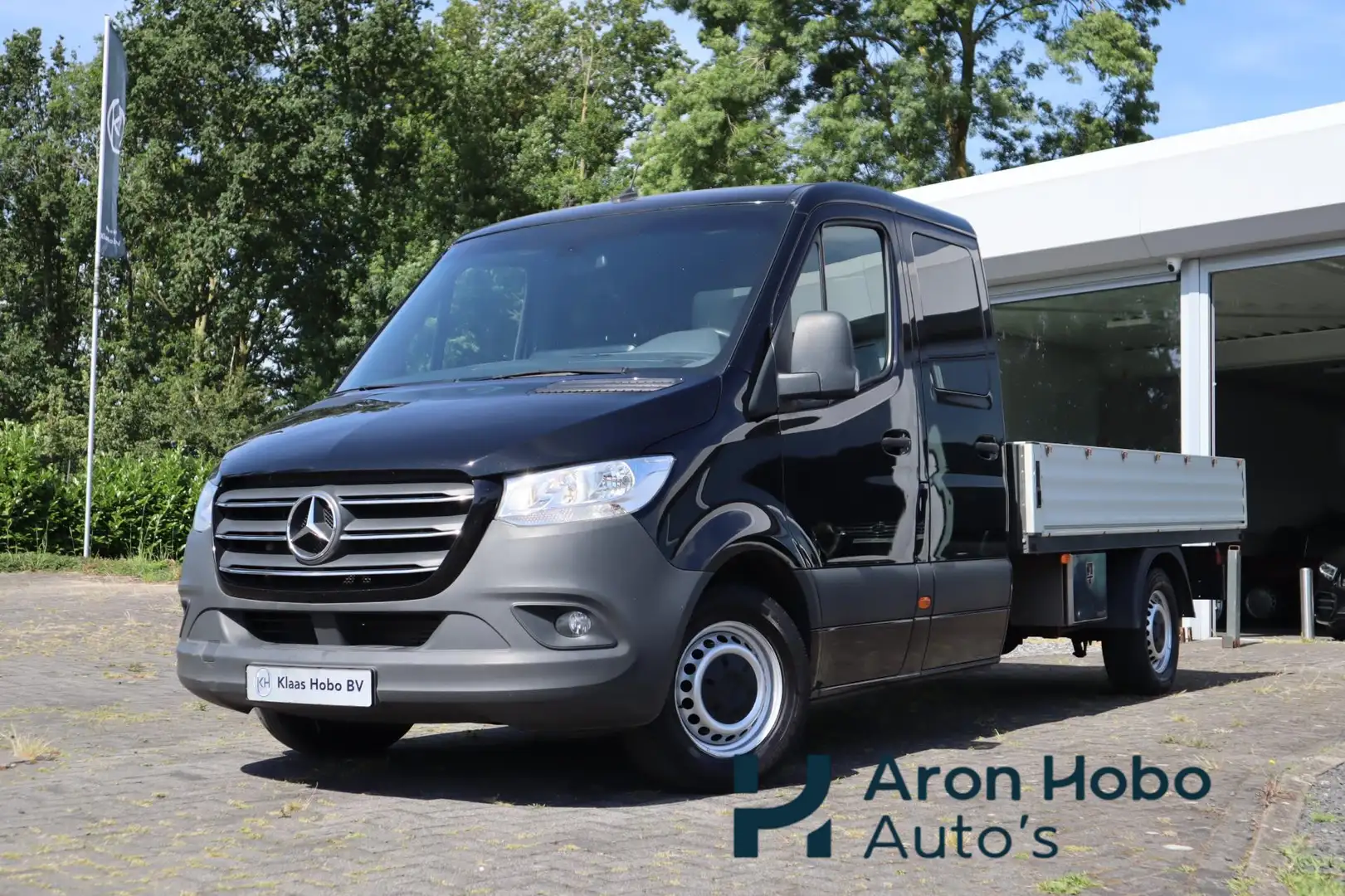 Mercedes-Benz Sprinter 319 CDI L3 DC Open Laadbak Airco, Trekhaak 3500KG, Zwart - 1