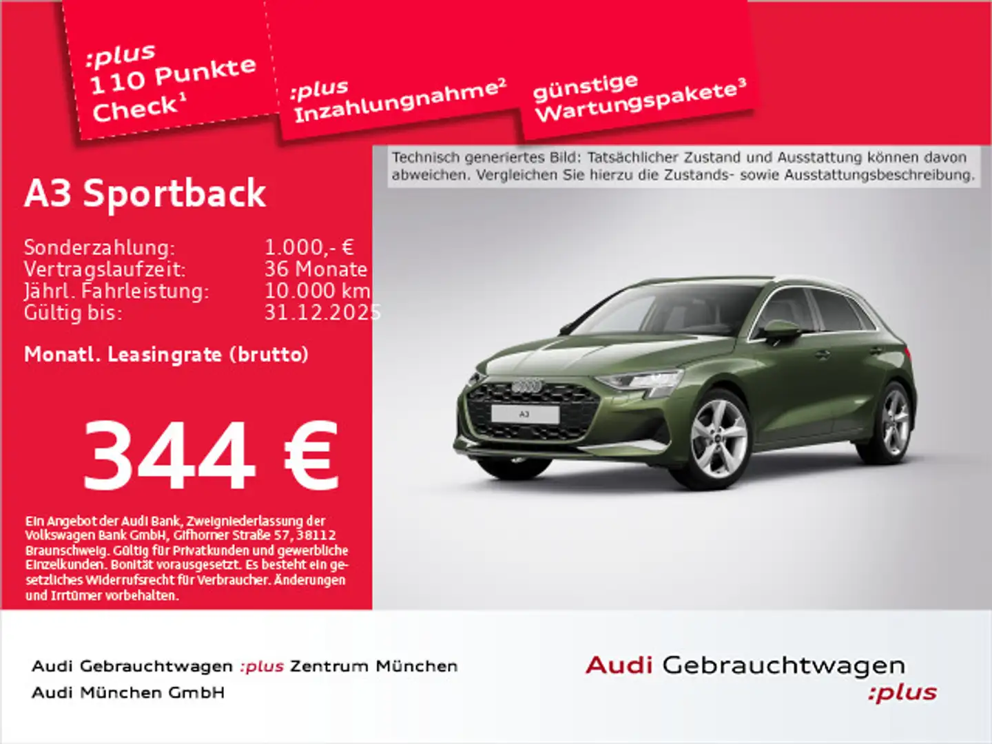 Audi A3 30 TFSI S tronic advanced AHK/Navi+ Grün - 1