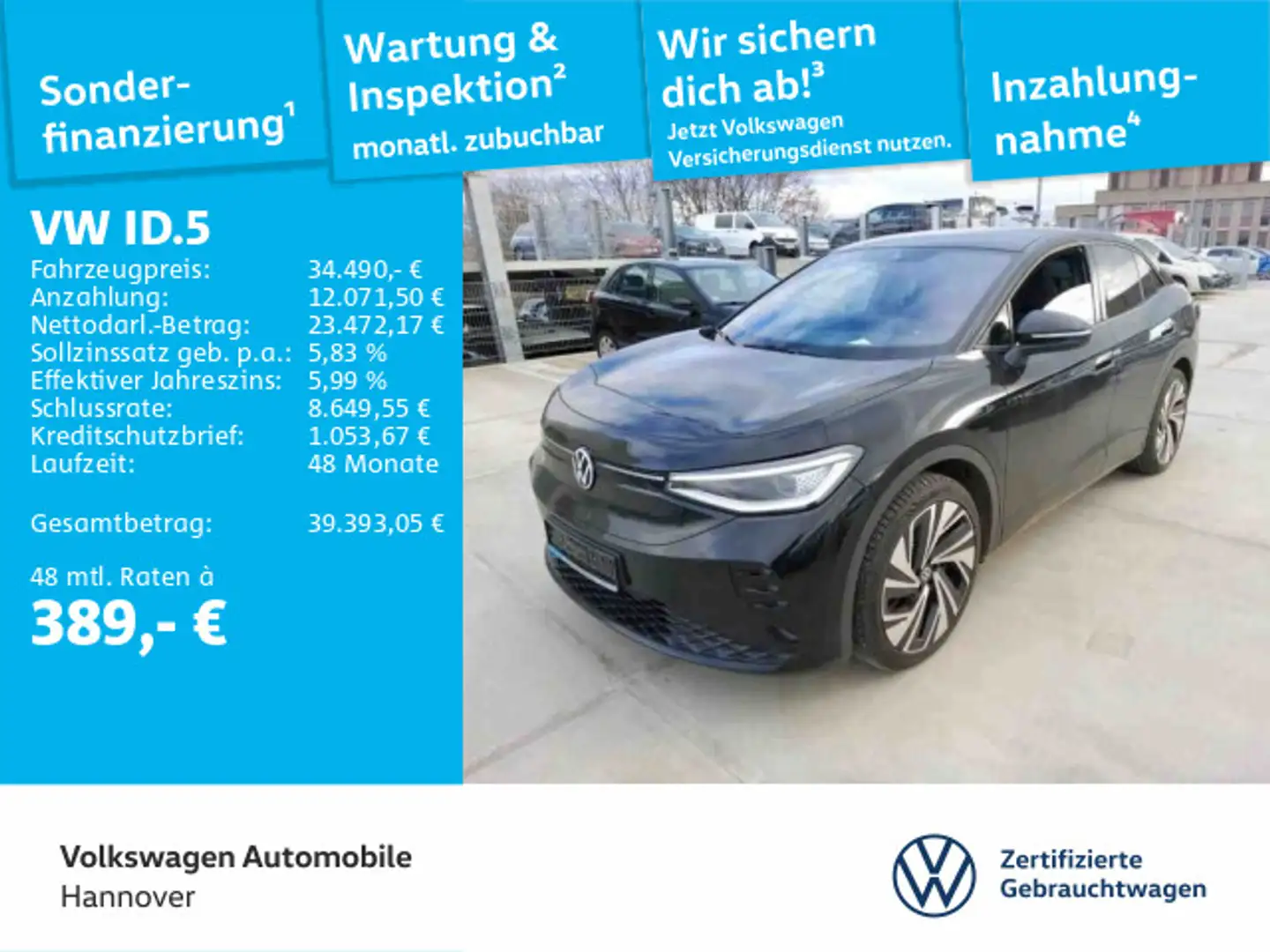 Volkswagen ID.5 GTX AHK ACC IQ-LIGHT Navi Pano SHZ PDC Schwarz - 1