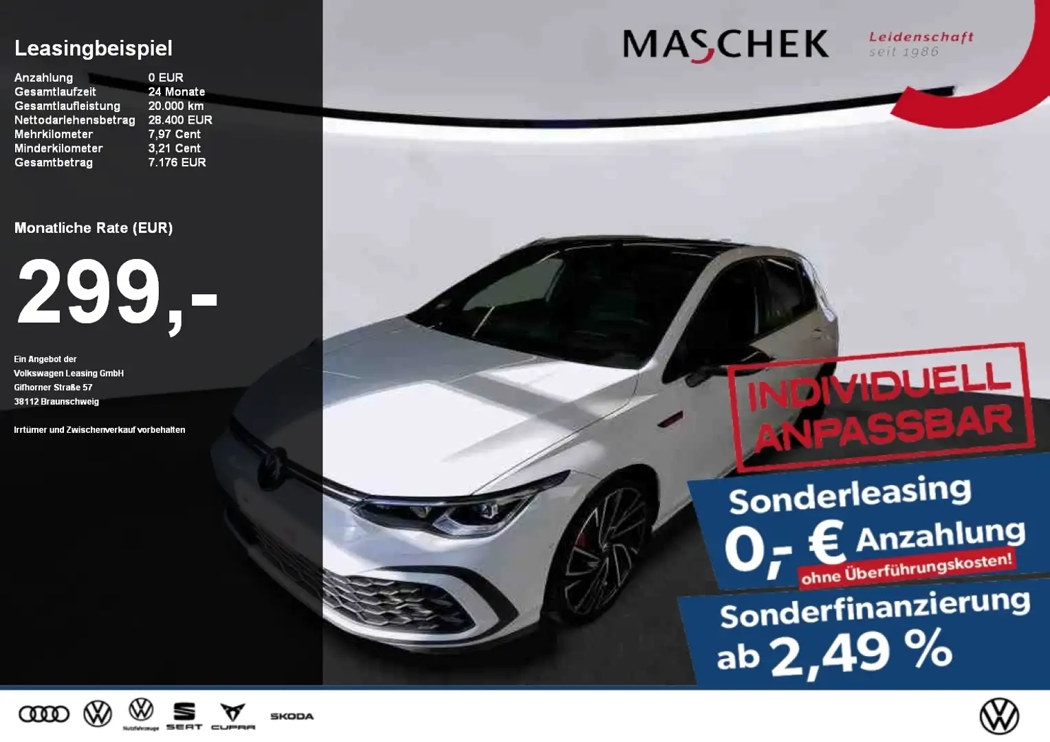 Volkswagen Golf GTI Pano AHK RearView HUD Sitzh HK ACC AHK Pano Weiß - 1