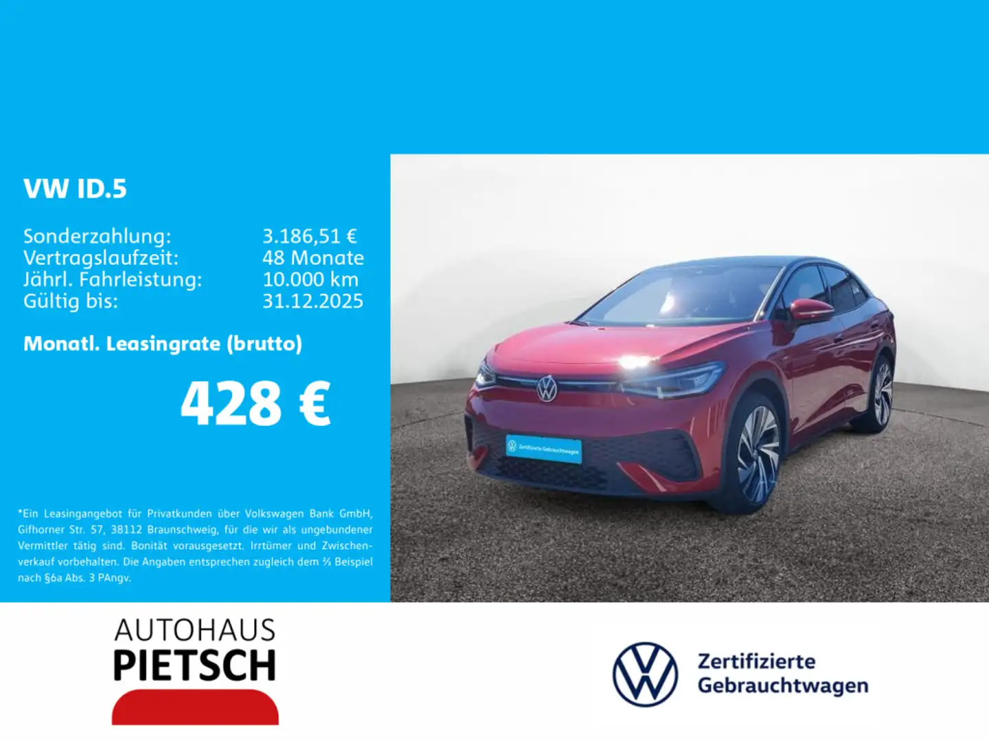 Volkswagen ID.5 Pro 77 kWh DCC AHK IQ-Drive Sport-Paket Rot - 1