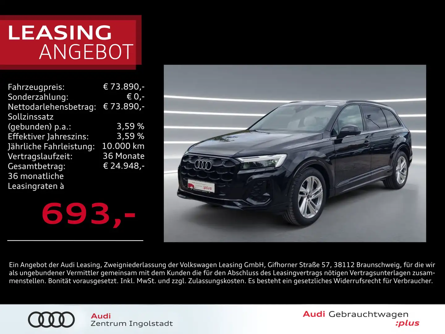 Audi Q7 50 TDI qu S line MATRIX Pano AHK Luft Allradl. Schwarz - 1