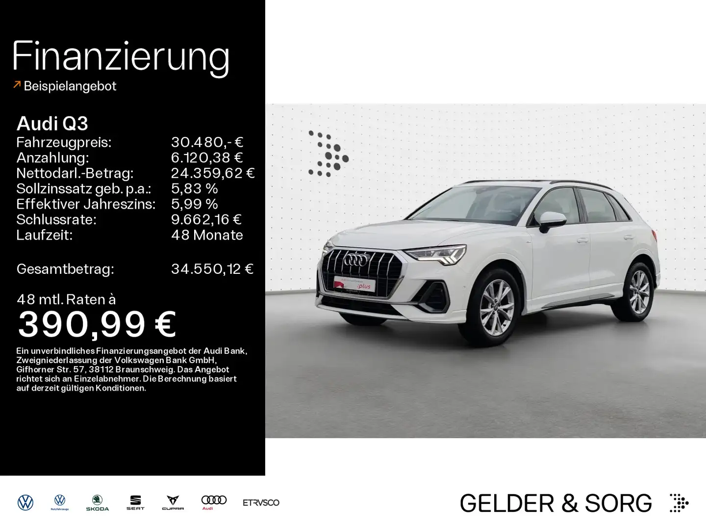 Audi Q3 40 TFSI S line qu. AHK*Matrix*360°*B&O*Pano* Weiß - 1