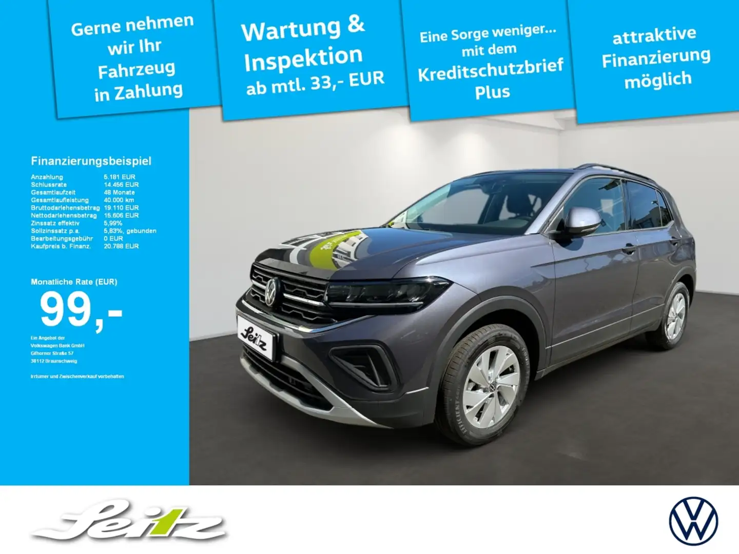 Volkswagen T-Cross 1.0 TSI Life *APPCON*LED*SITZH*PDC* Szary - 1