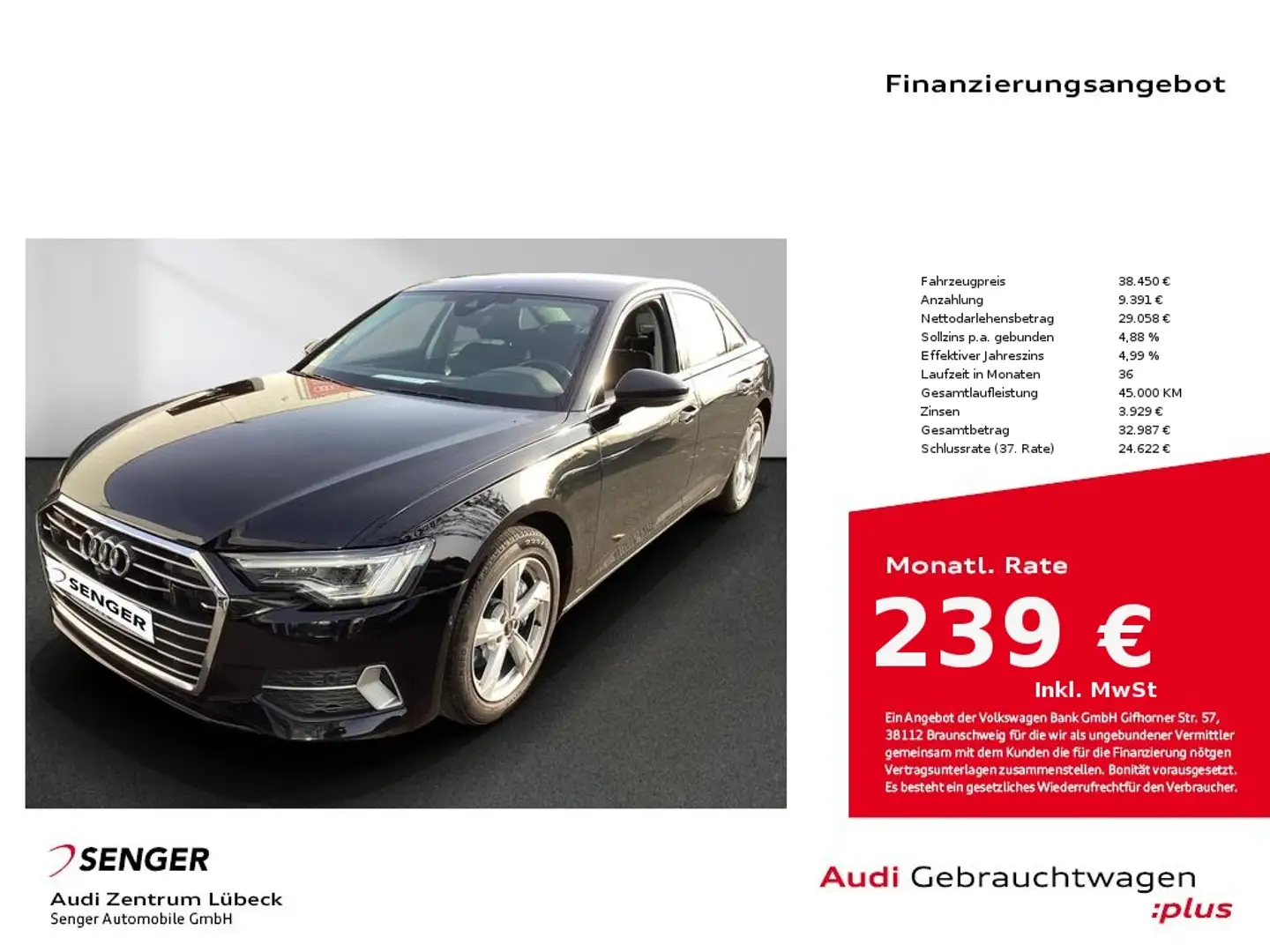 Audi A6 Limo 45 TFSI quattro sport Nav Matrix Virtual Schwarz - 1