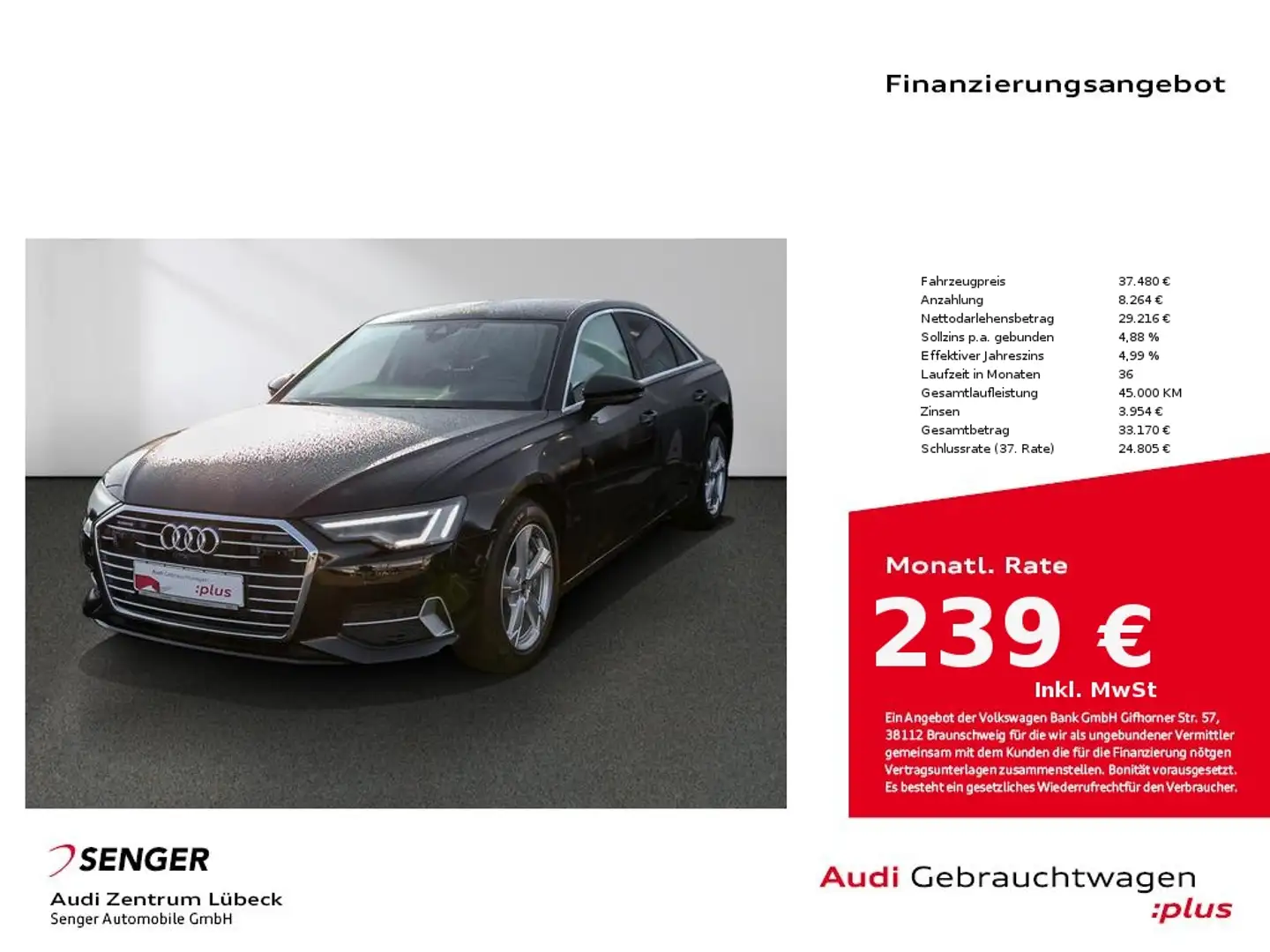 Audi A6 Limo 45 TFSI quattro sport Nav Matrix Virtual Schwarz - 1
