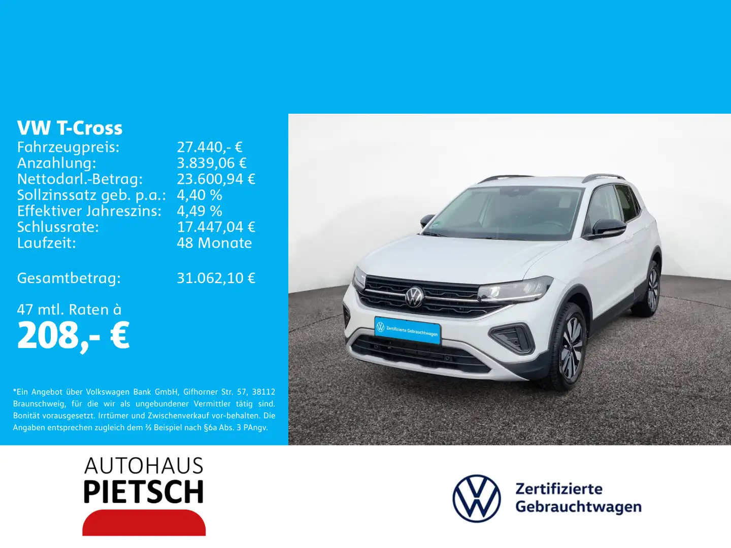Volkswagen T-Cross Life AHK abn. Kamera SHZ Einparkhilfe Weiß - 1