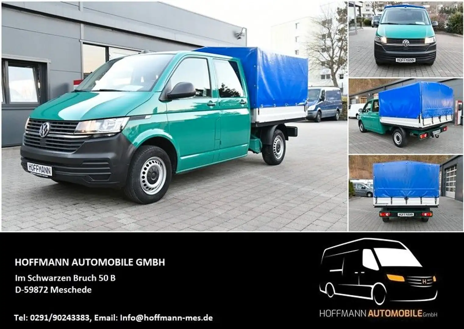 Volkswagen T6 Transporter Doka Pritsche Plane DSG 6-Sitze Grün - 1
