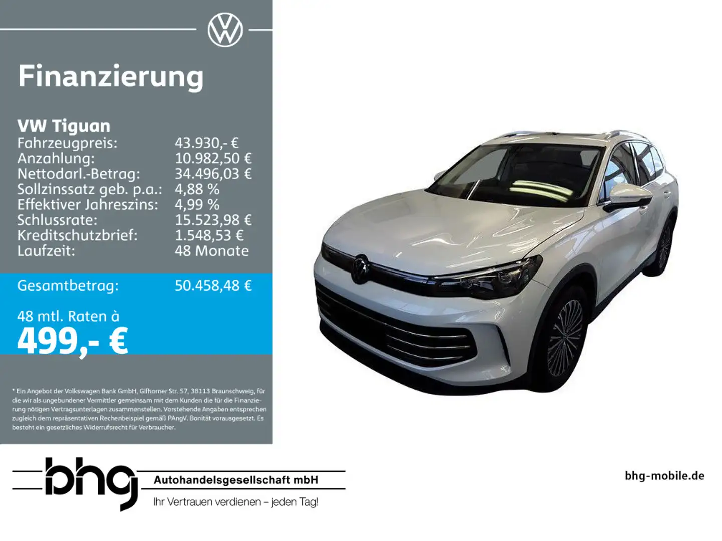 Volkswagen Tiguan 2.0 TDI SCR DSG Elegance AHK TrailerAssis Weiß - 1