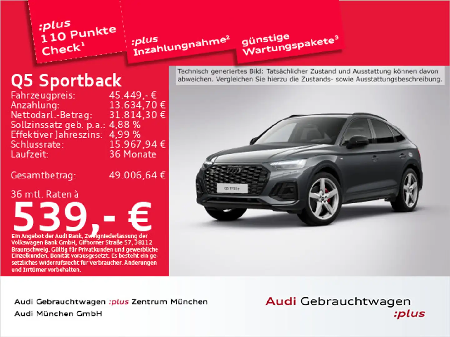 Audi Q5 55 TFSI e qu. S line Matrix/B&O/HUD Grau - 1