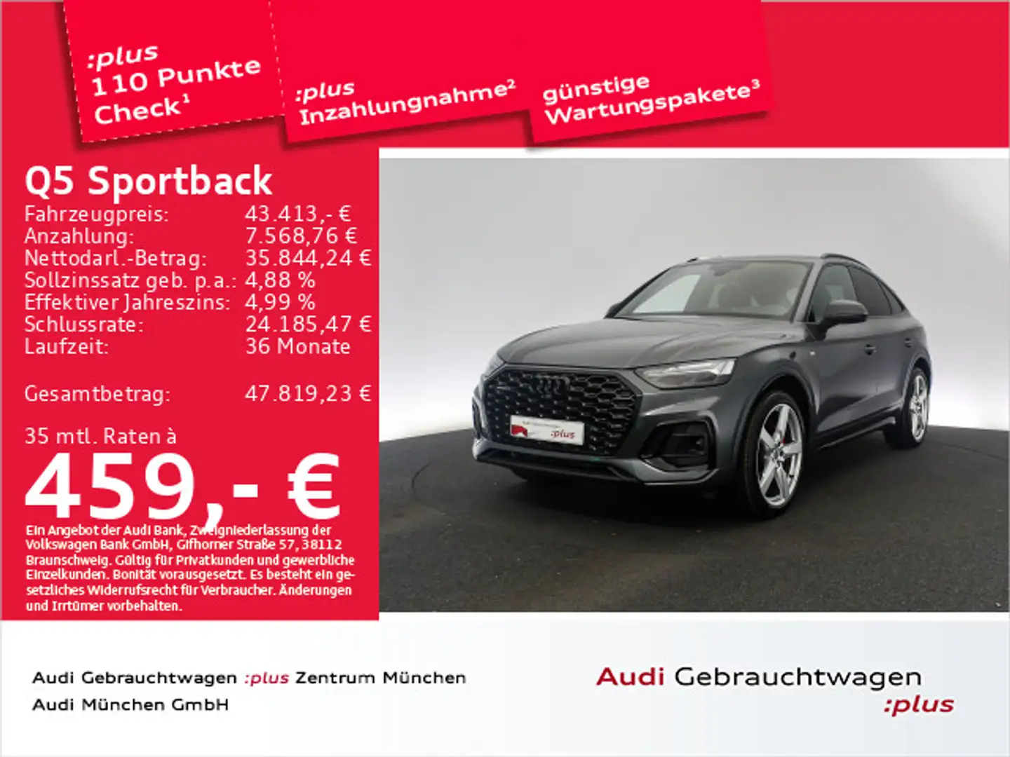 Audi Q5 55 TFSI e qu. S line Matrix/B&O/HUD Grau - 1