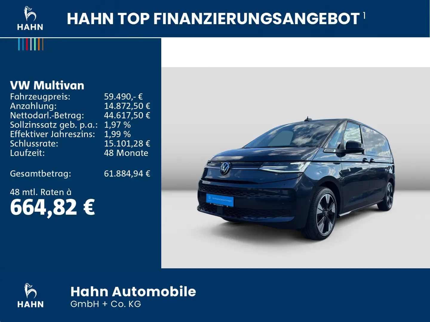 Volkswagen T7 Multivan Life KÜ 2,0TSI 150kW DSG DCC AHK PANO Blau - 2