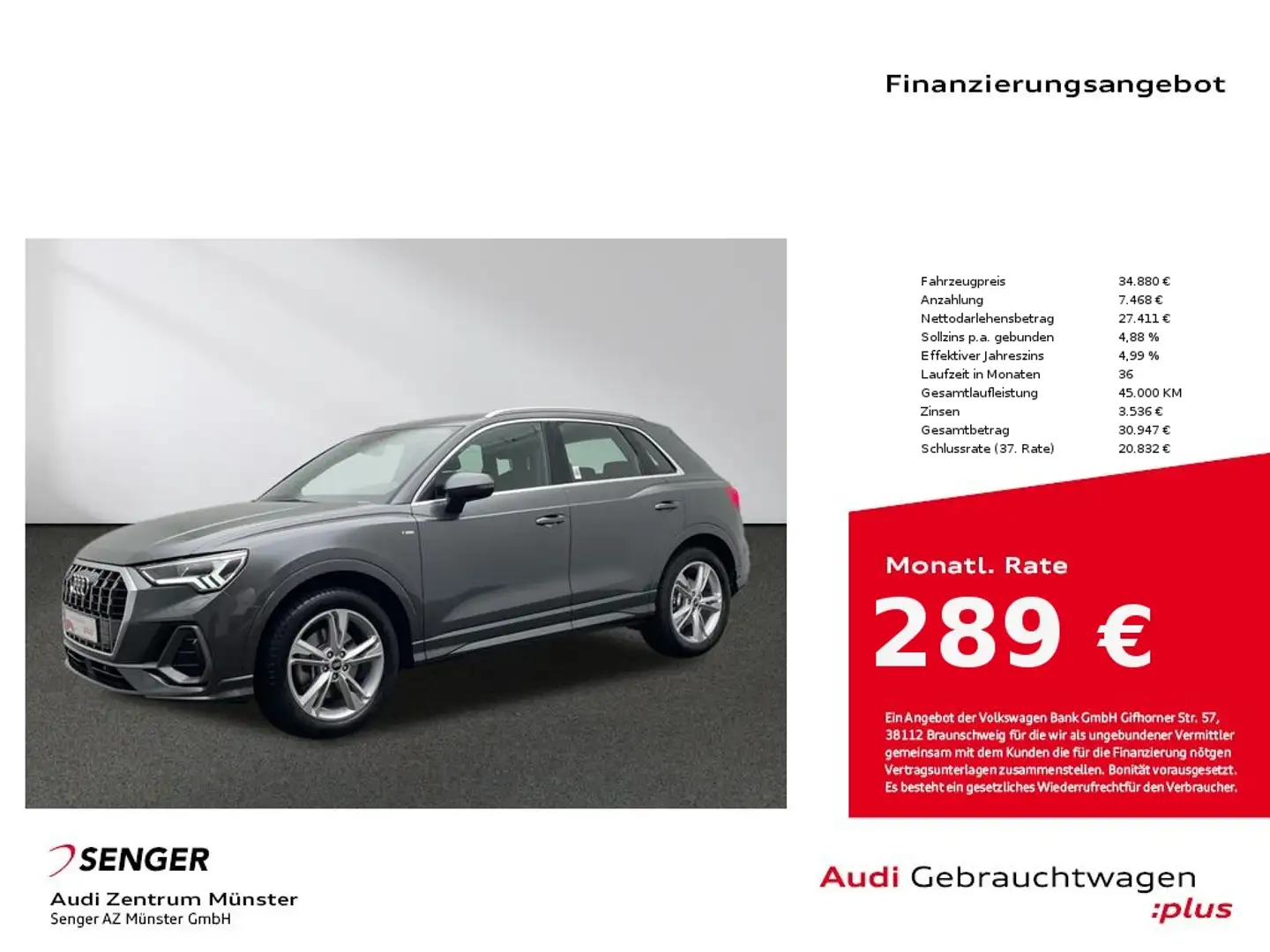 Audi Q3 40 TDI S line quattro S tronic MMI LED AHK Gris - 1