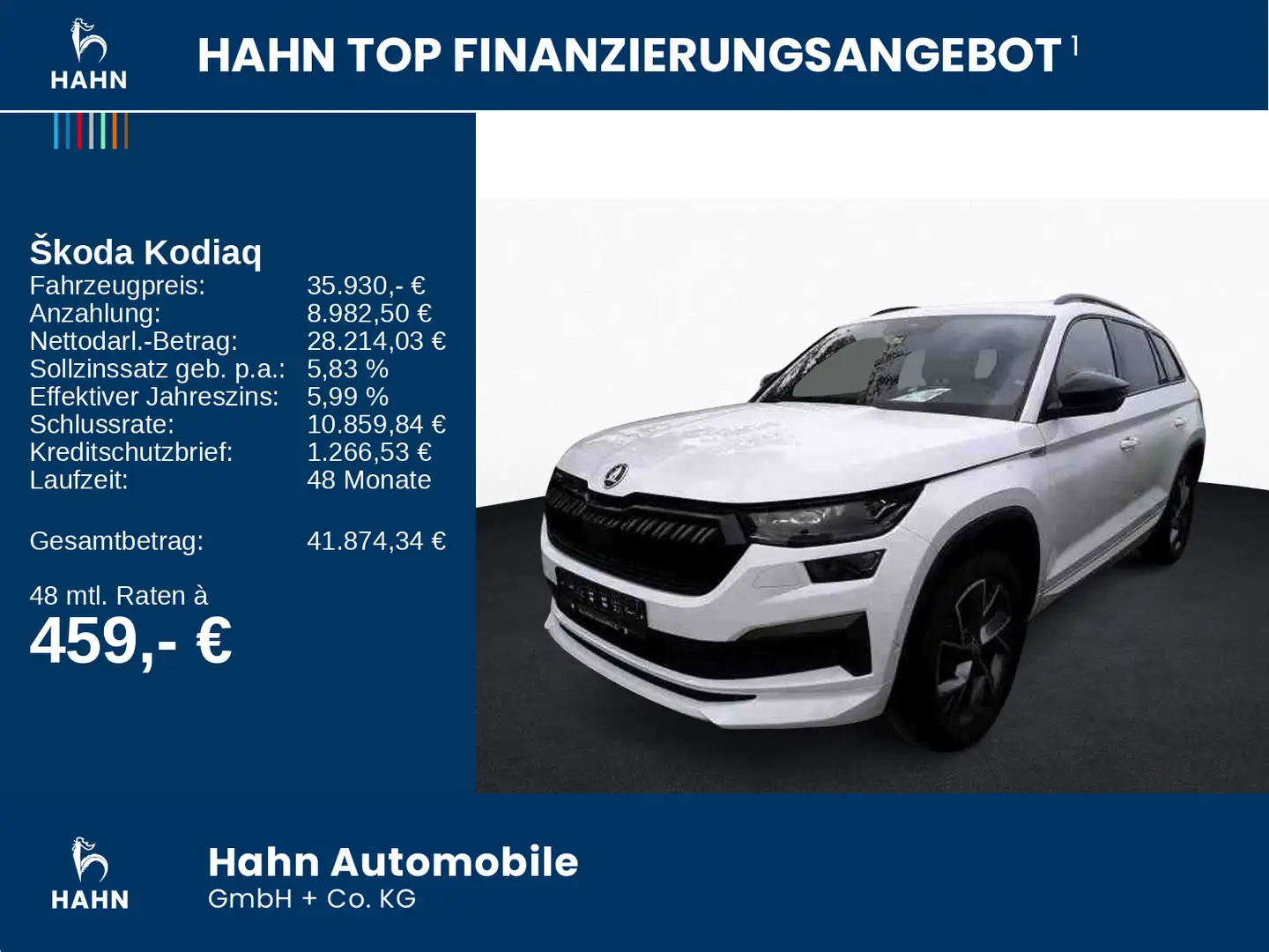 Skoda Kodiaq 2.0TDI DSG 4x4 Sportline Matrix Navi 360° Weiß - 2