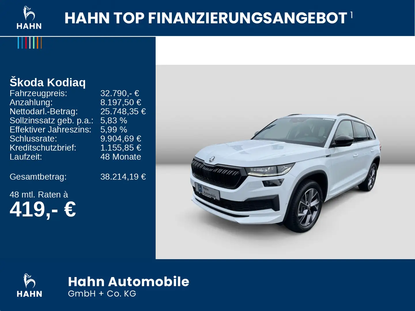 Skoda Kodiaq 2.0TDI DSG 4x4 Sportline Matrix Navi 360° Weiß - 2